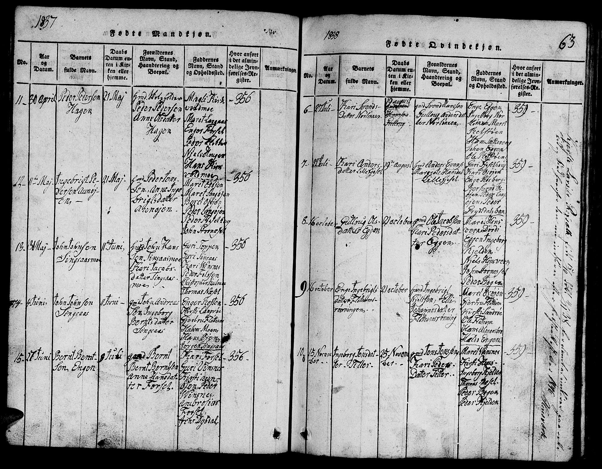 Ministerialprotokoller, klokkerbøker og fødselsregistre - Sør-Trøndelag, SAT/A-1456/688/L1026: Parish register (copy) no. 688C01, 1817-1860, p. 63