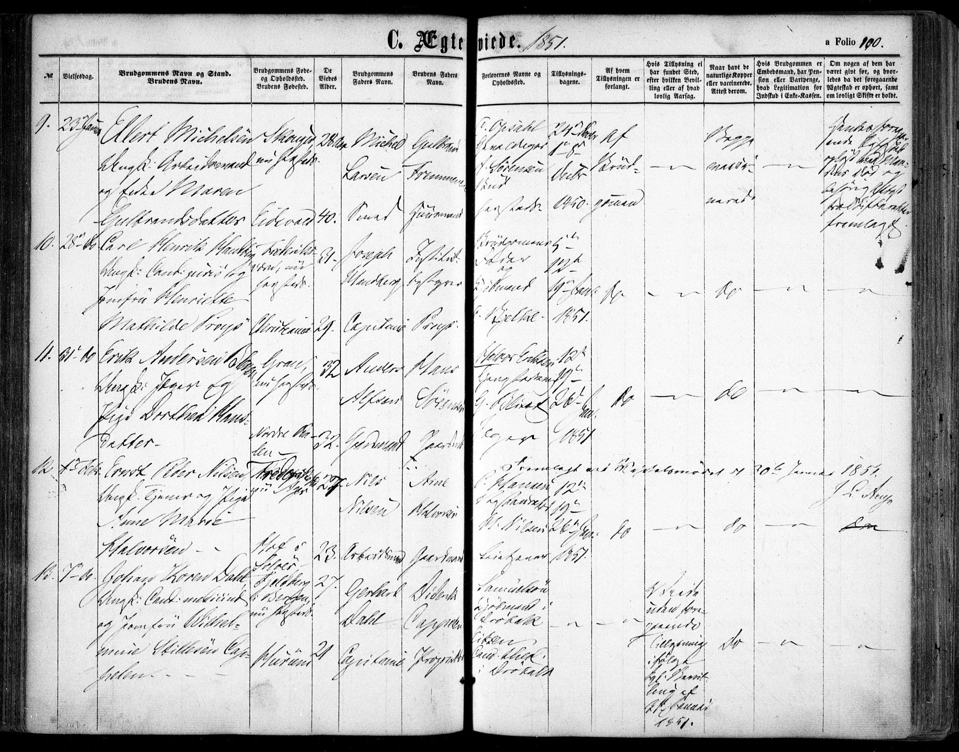 Oslo domkirke Kirkebøker, SAO/A-10752/F/Fa/L0020: Parish register (official) no. 20, 1848-1865, p. 100