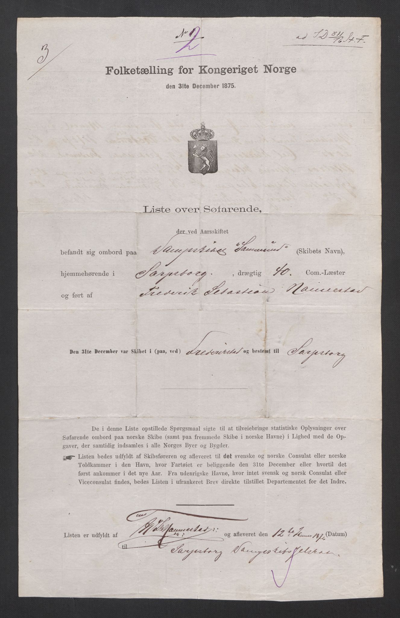 RA, 1875 census, lists of crew on ships: Ships in domestic ports, 1875, p. 15