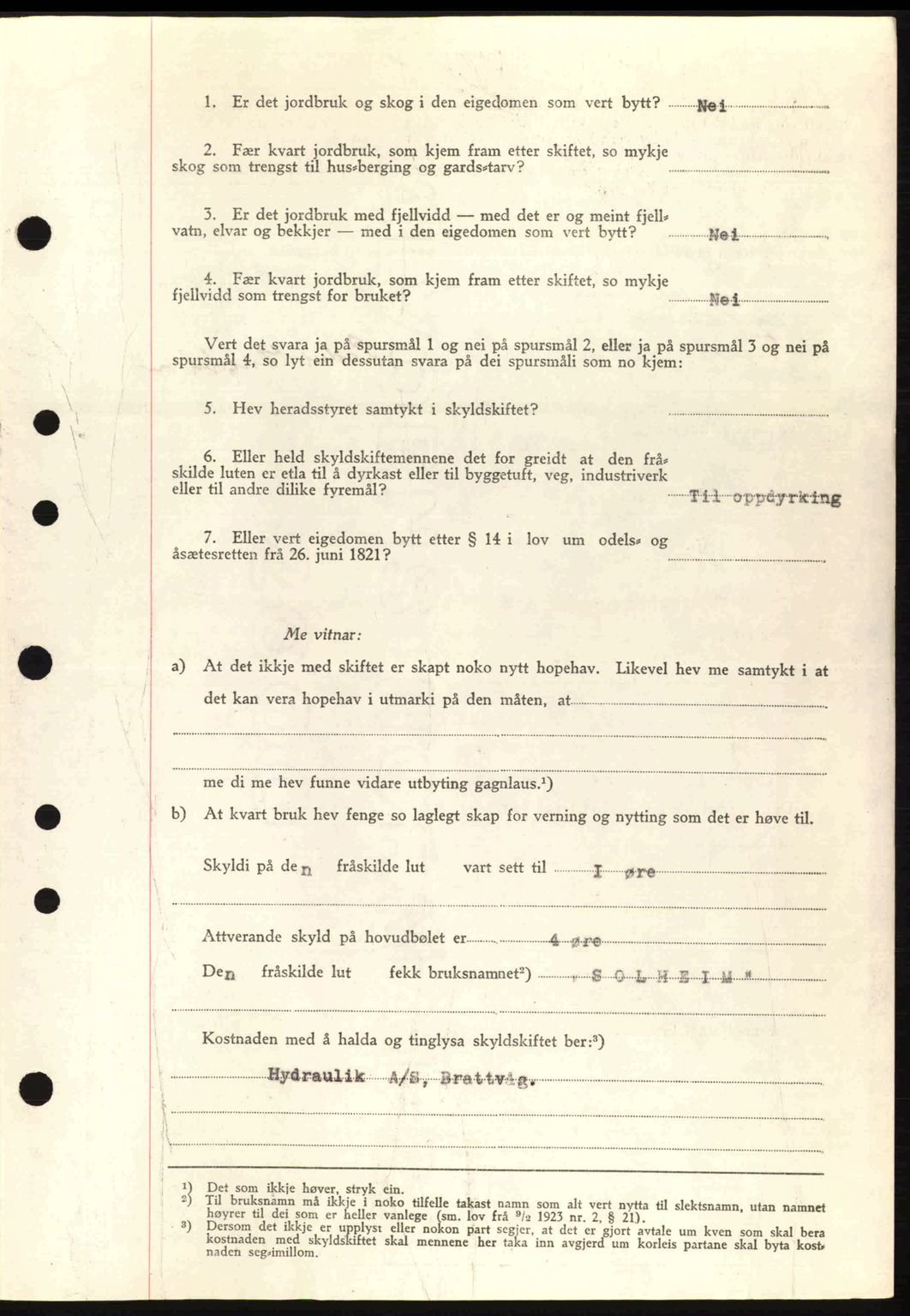 Nordre Sunnmøre sorenskriveri, AV/SAT-A-0006/1/2/2C/2Ca: Mortgage book no. A13, 1942-1942, Diary no: : 936/1942