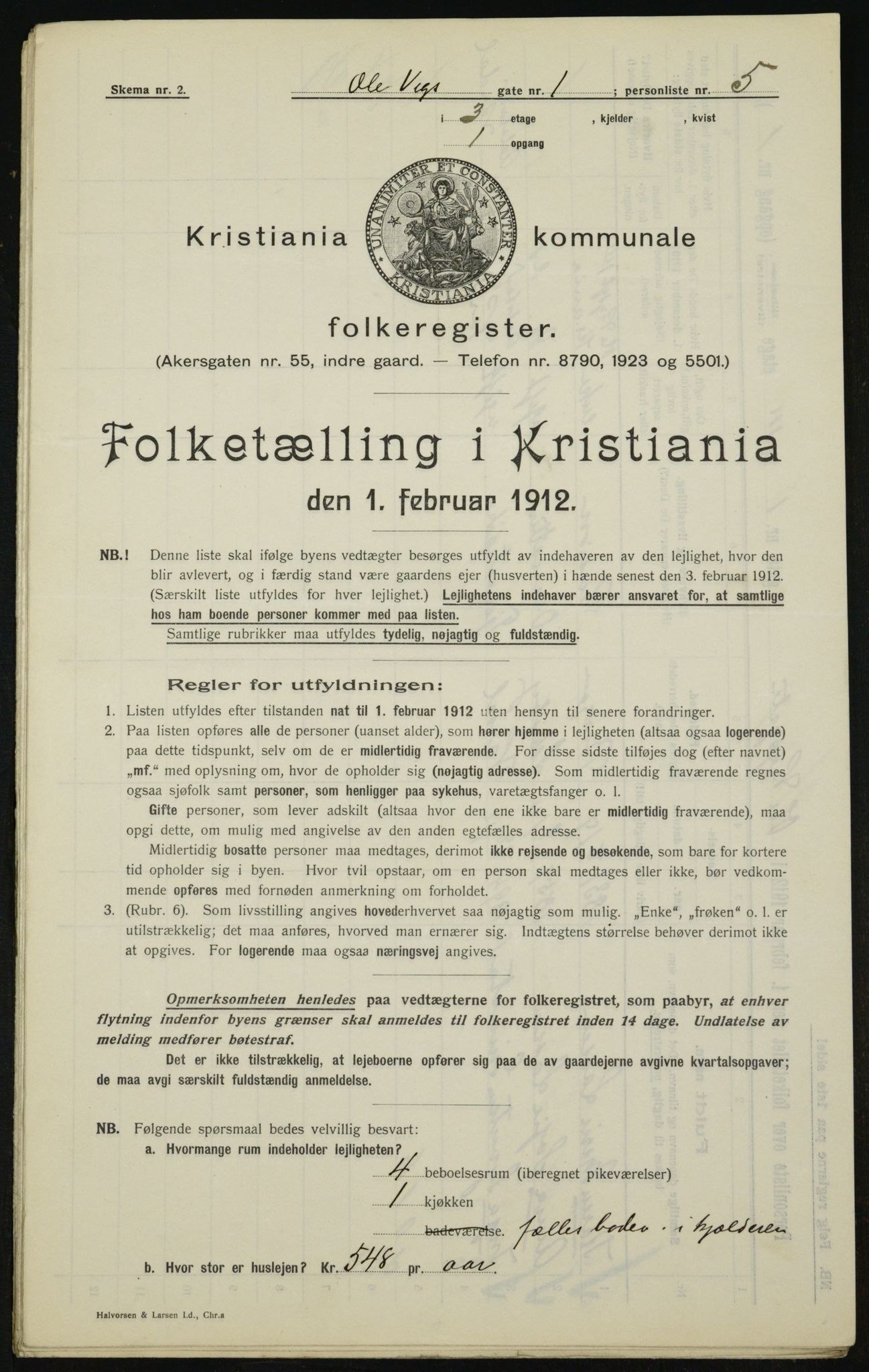 OBA, Municipal Census 1912 for Kristiania, 1912, p. 76032