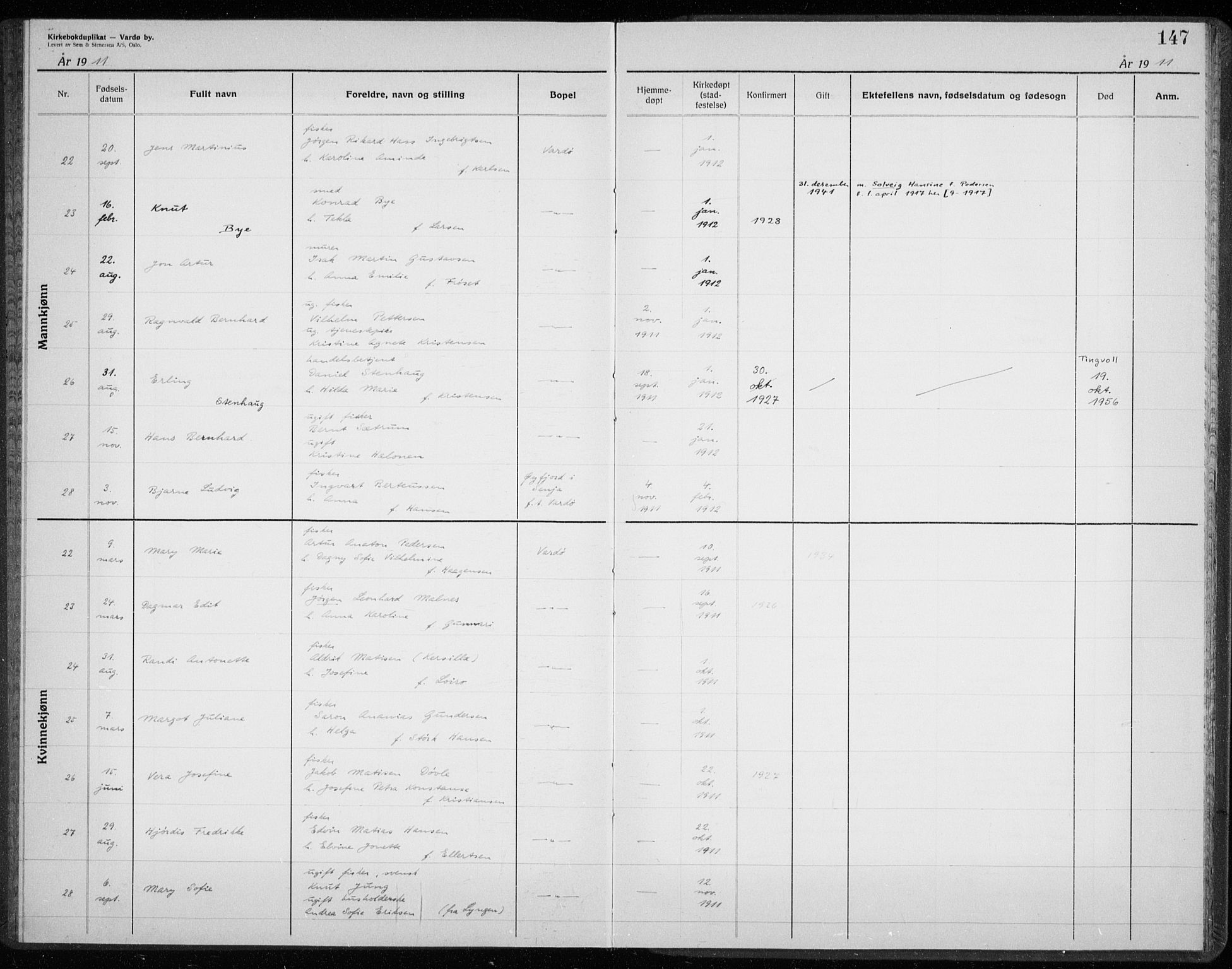 Vardø sokneprestkontor, AV/SATØ-S-1332/H/Hc/L0001kirkerekon: Other parish register no. 1, 1900-1914, p. 147