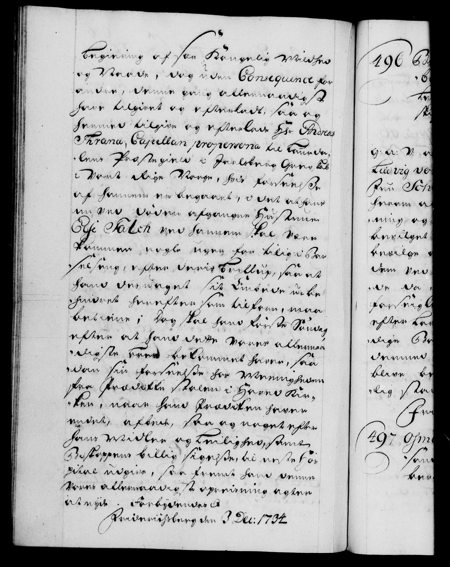 Danske Kanselli 1572-1799, AV/RA-EA-3023/F/Fc/Fca/Fcaa/L0028: Norske registre, 1733-1734, p. 676b