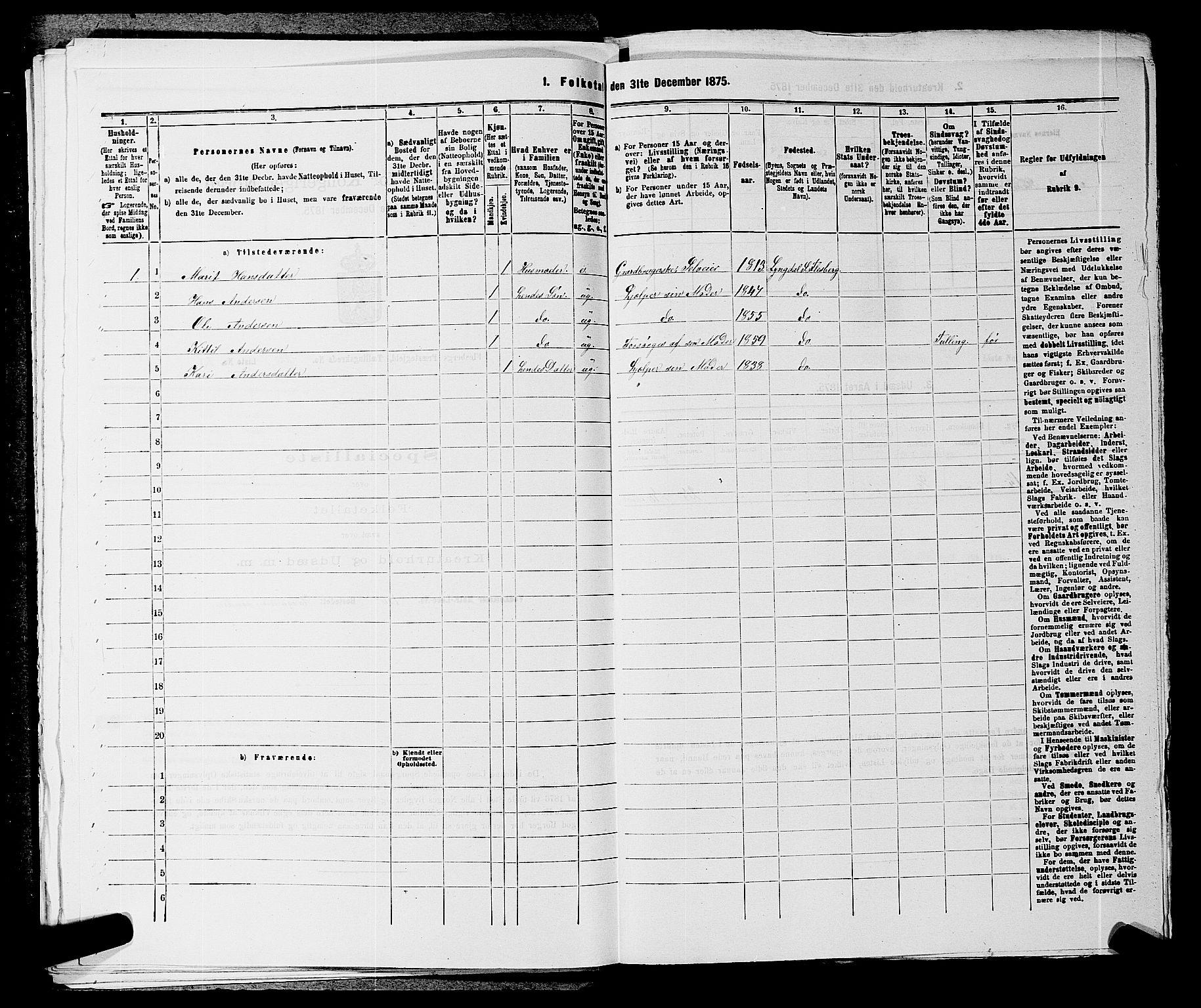 SAKO, 1875 census for 0631P Flesberg, 1875, p. 526