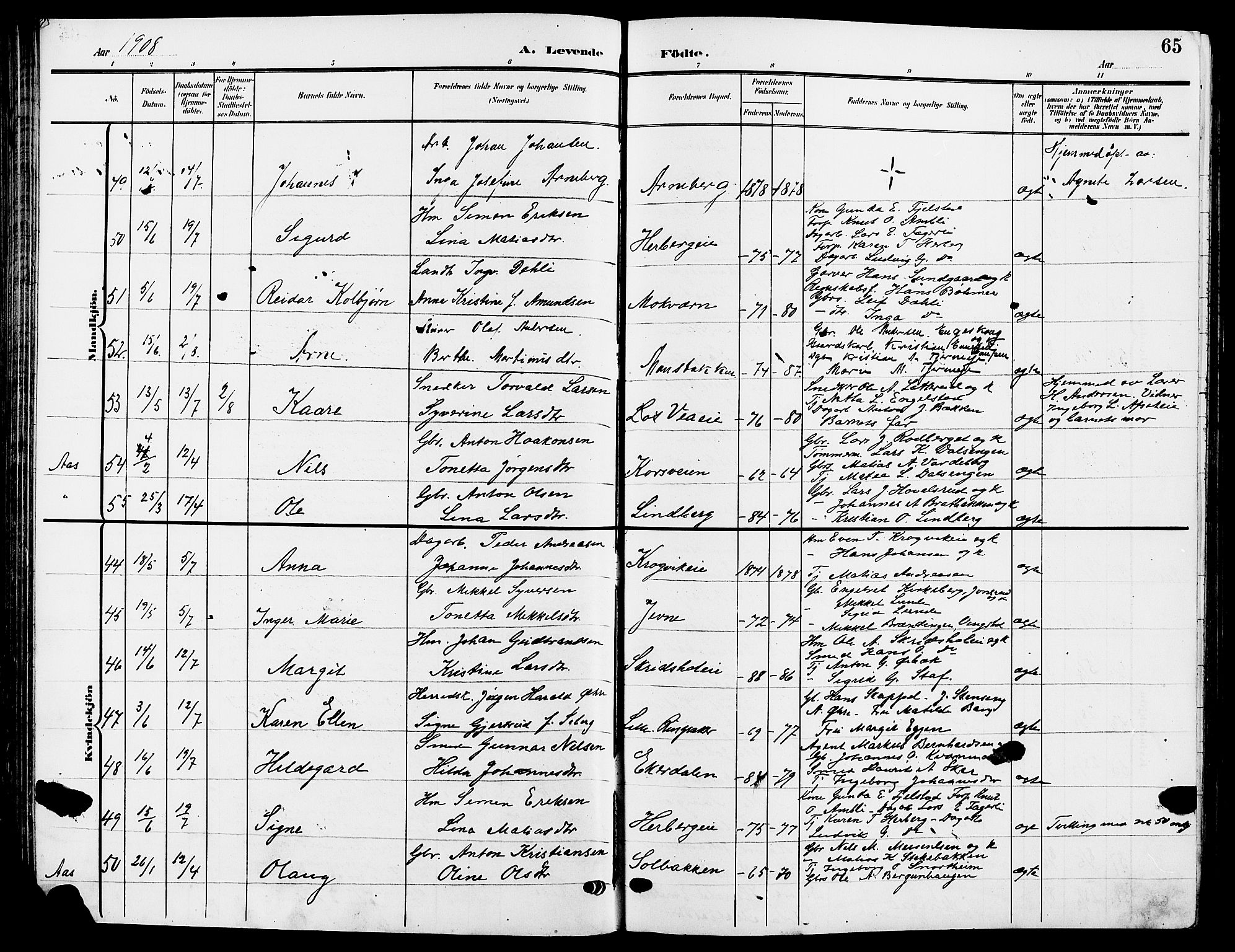 Ringsaker prestekontor, SAH/PREST-014/L/La/L0015: Parish register (copy) no. 15, 1903-1912, p. 65