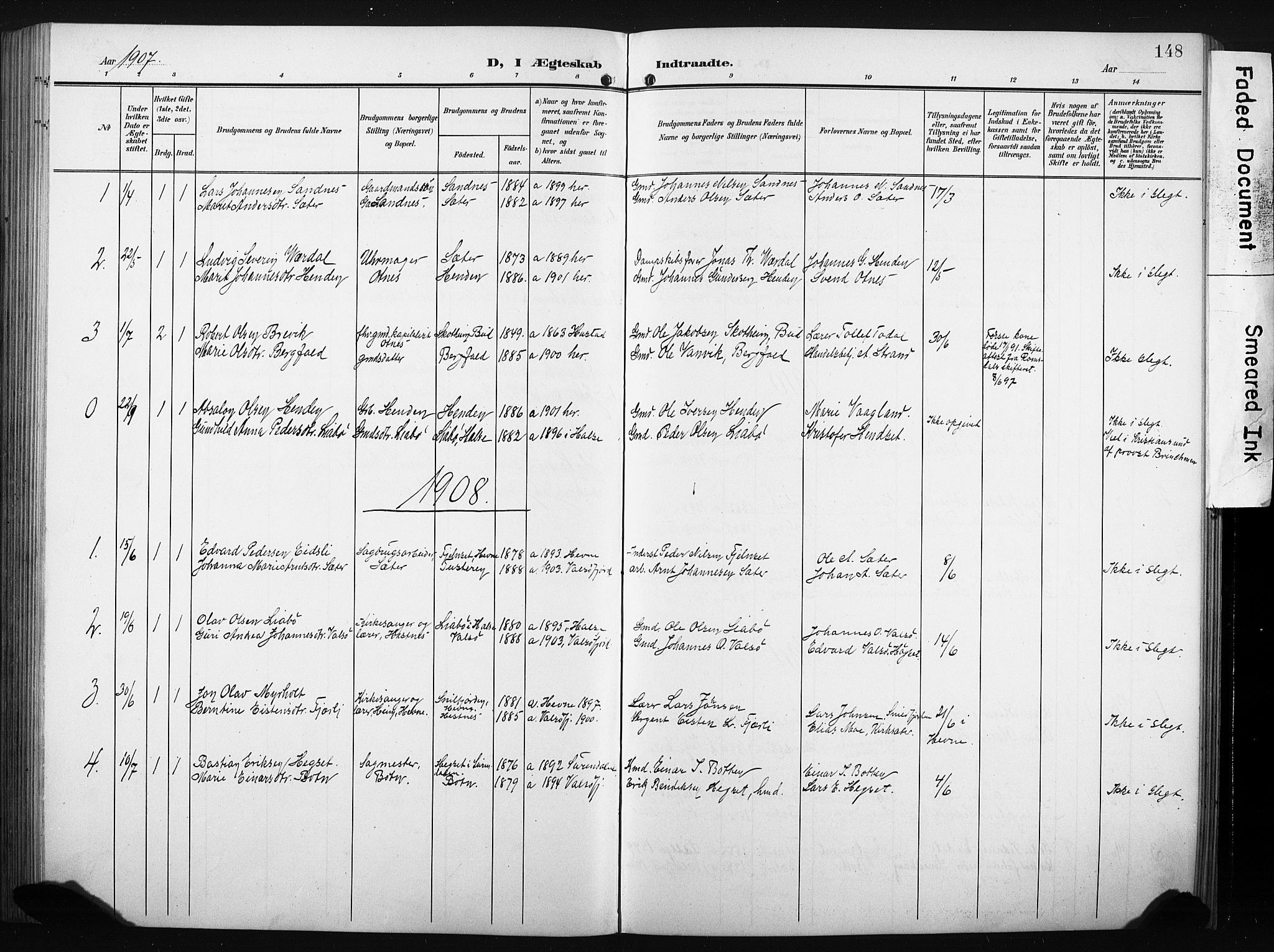 Ministerialprotokoller, klokkerbøker og fødselsregistre - Møre og Romsdal, AV/SAT-A-1454/580/L0927: Parish register (copy) no. 580C02, 1904-1932, p. 148