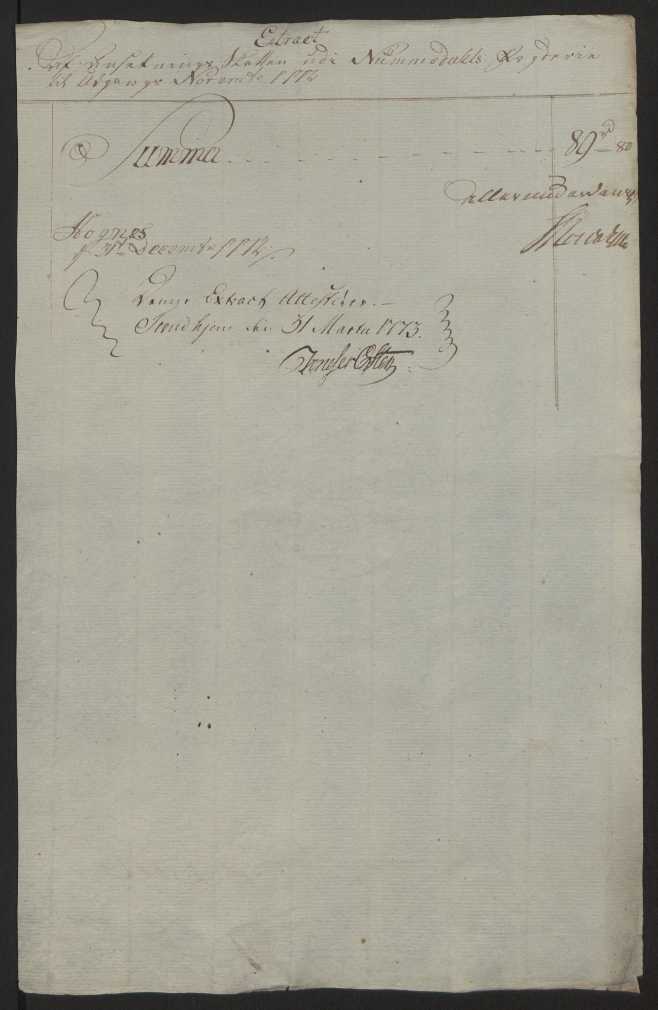 Rentekammeret inntil 1814, Reviderte regnskaper, Fogderegnskap, RA/EA-4092/R64/L4502: Ekstraskatten Namdal, 1762-1772, p. 465
