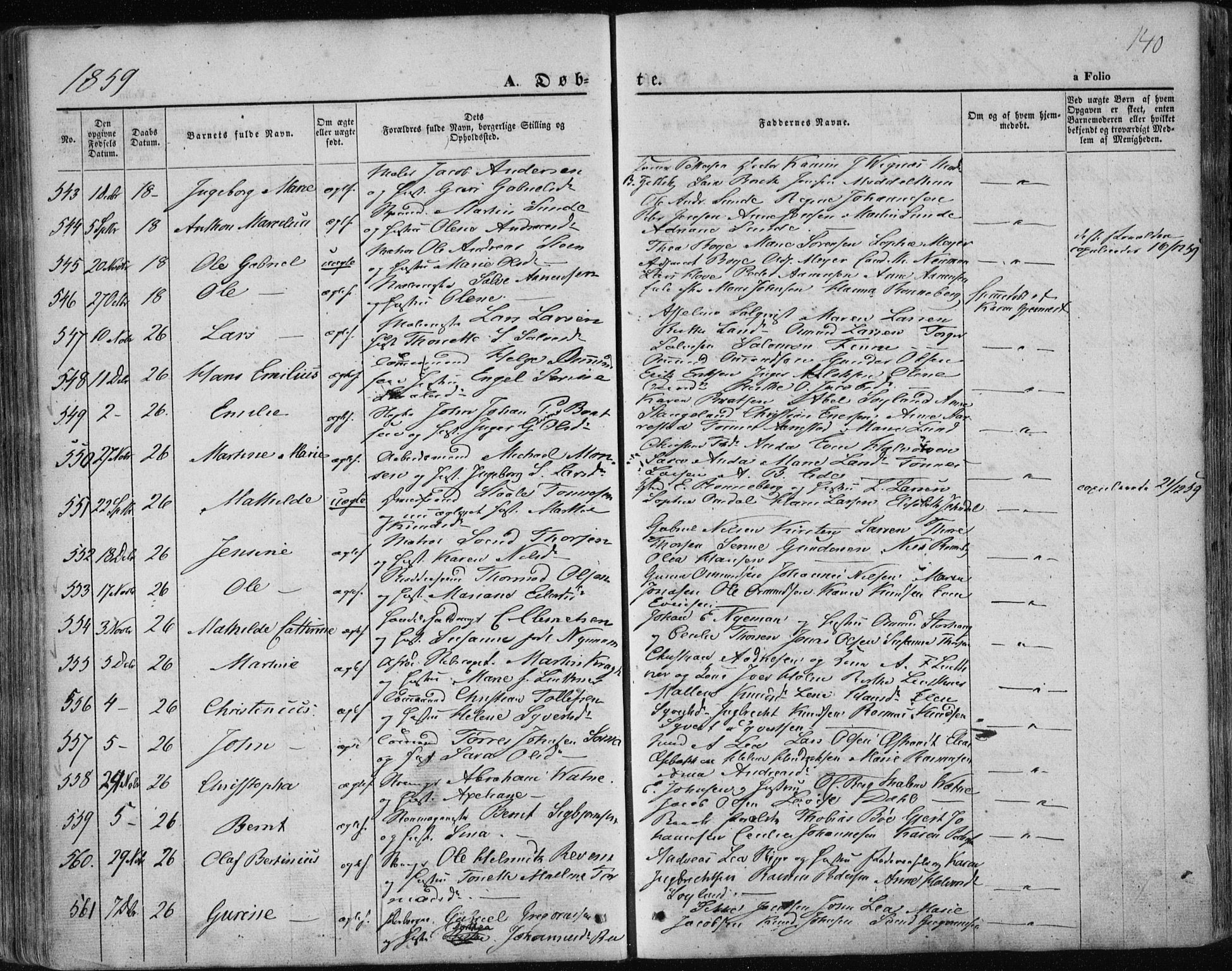 Domkirken sokneprestkontor, AV/SAST-A-101812/001/30/30BA/L0017: Parish register (official) no. A 16, 1855-1867, p. 140