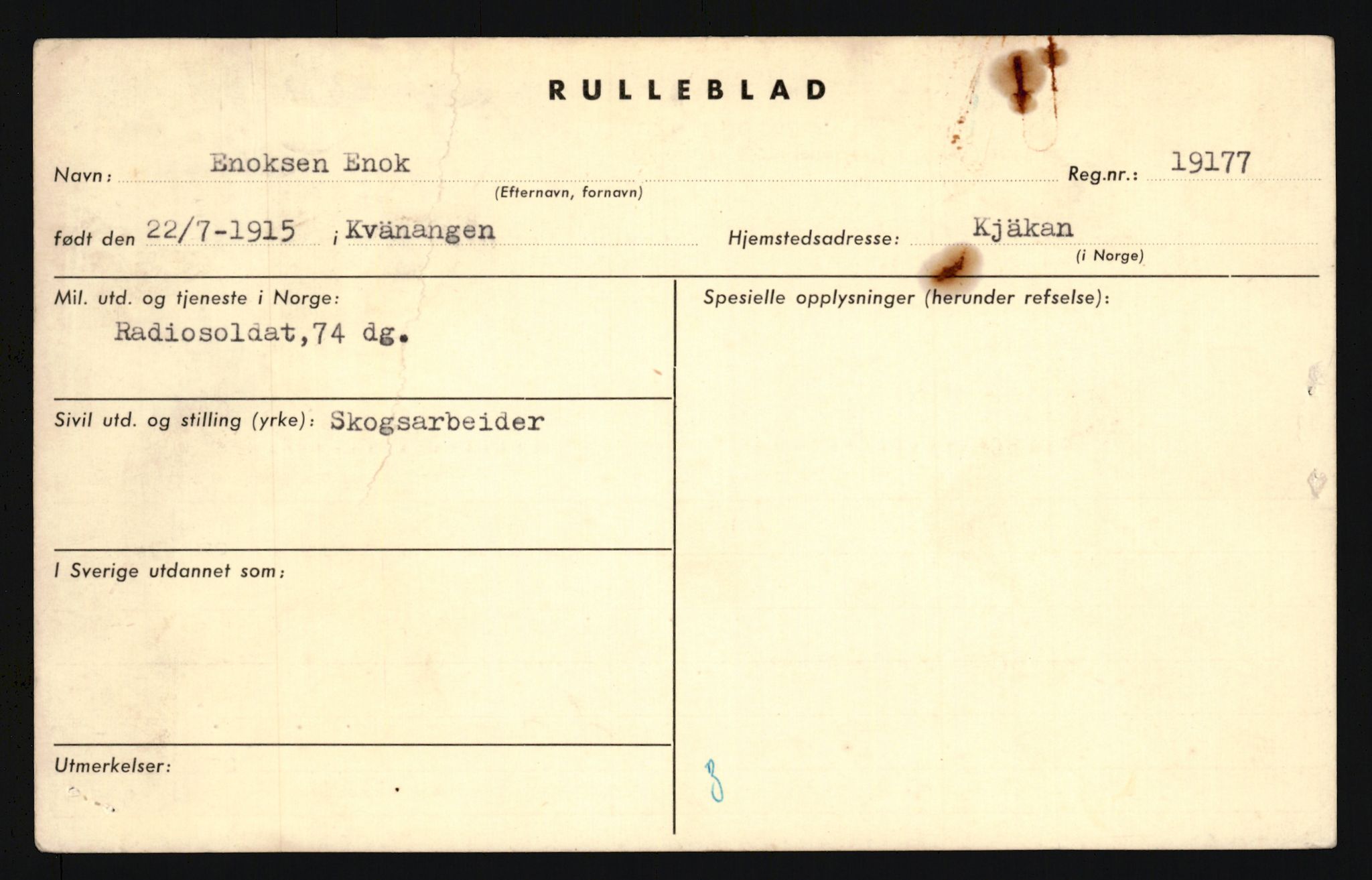 Forsvaret, Troms infanteriregiment nr. 16, AV/RA-RAFA-3146/P/Pa/L0020: Rulleblad for regimentets menige mannskaper, årsklasse 1936, 1936, p. 196