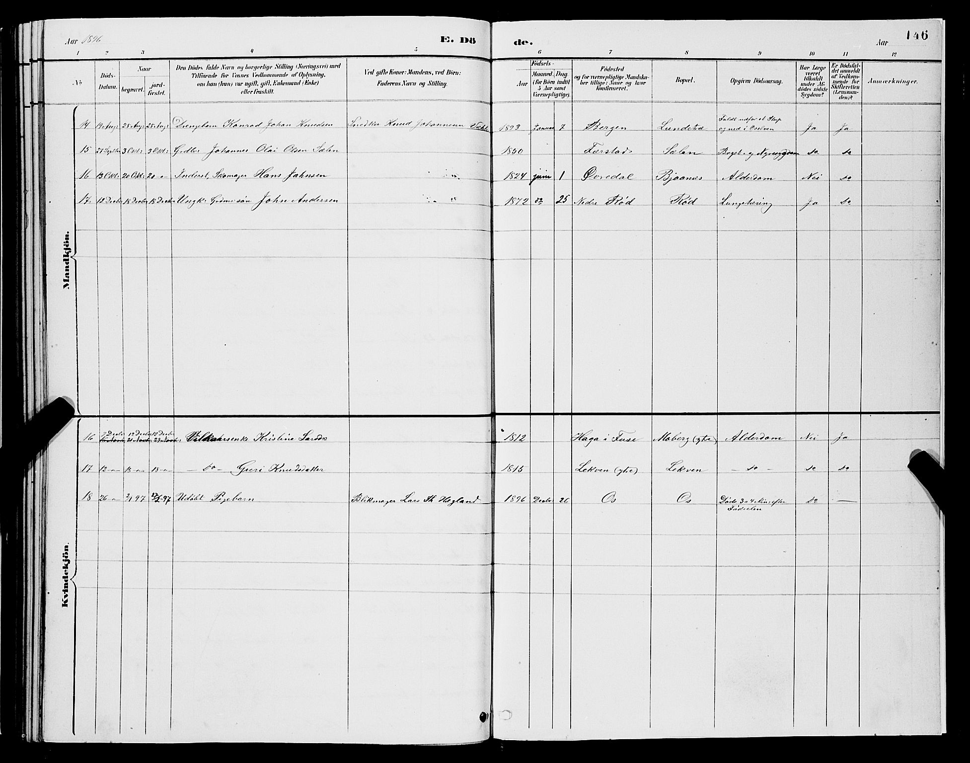 Os sokneprestembete, AV/SAB-A-99929: Parish register (copy) no. A 2, 1880-1896, p. 146