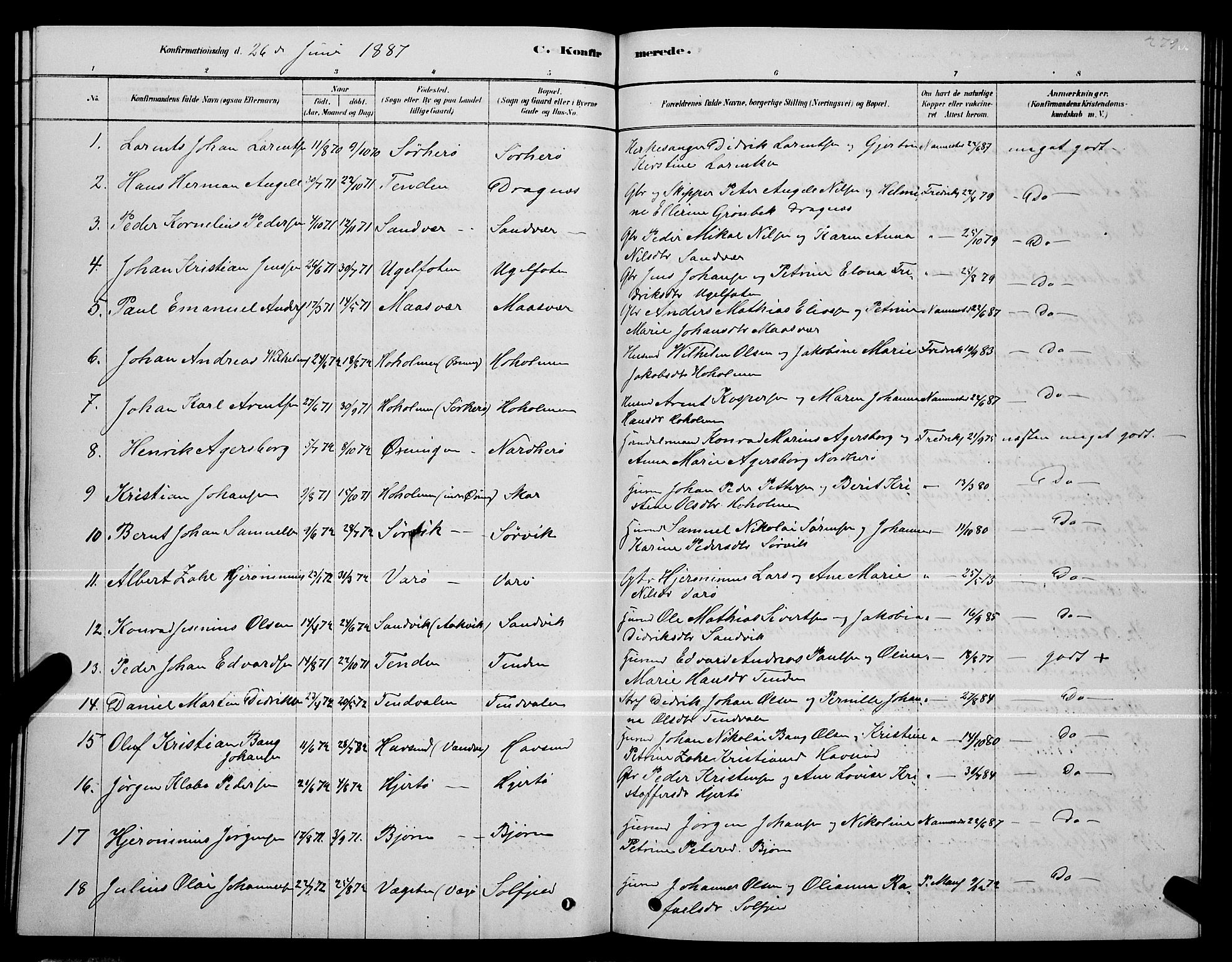 Ministerialprotokoller, klokkerbøker og fødselsregistre - Nordland, AV/SAT-A-1459/834/L0513: Parish register (copy) no. 834C04, 1877-1892, p. 279