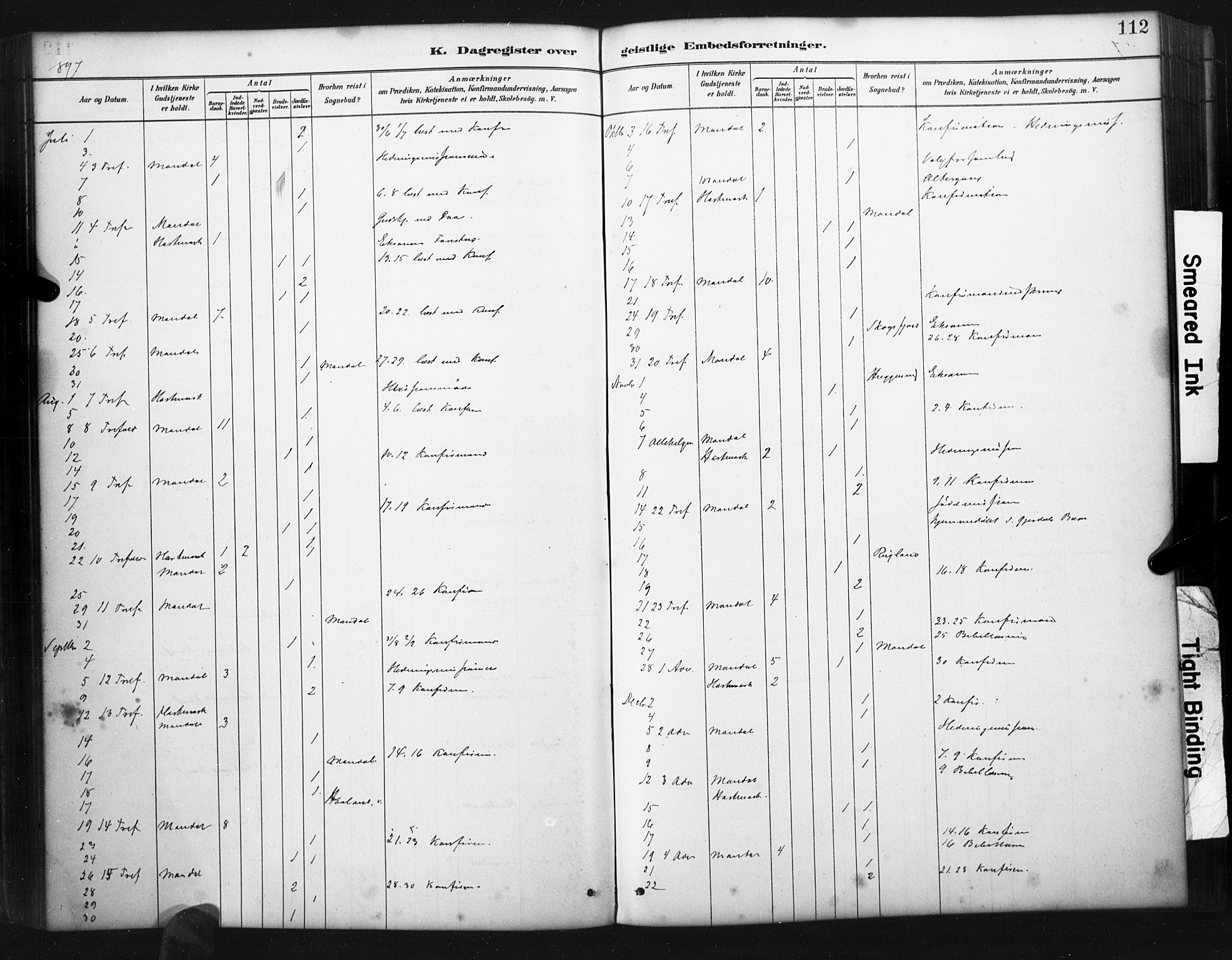 Mandal sokneprestkontor, AV/SAK-1111-0030/F/Fa/Faa/L0017: Parish register (official) no. A 17, 1880-1926, p. 112