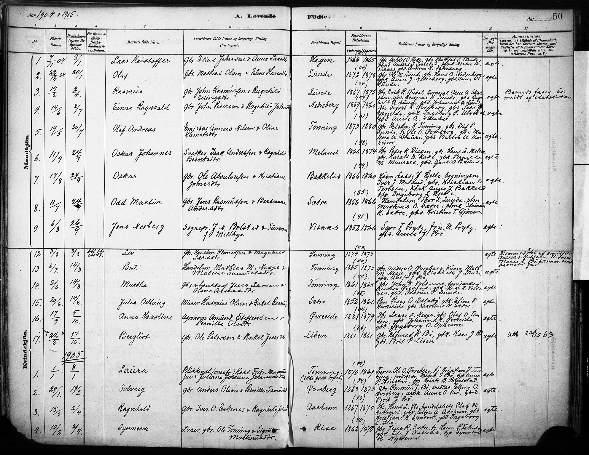 Stryn Sokneprestembete, SAB/A-82501: Parish register (official) no. B 1, 1878-1907, p. 50