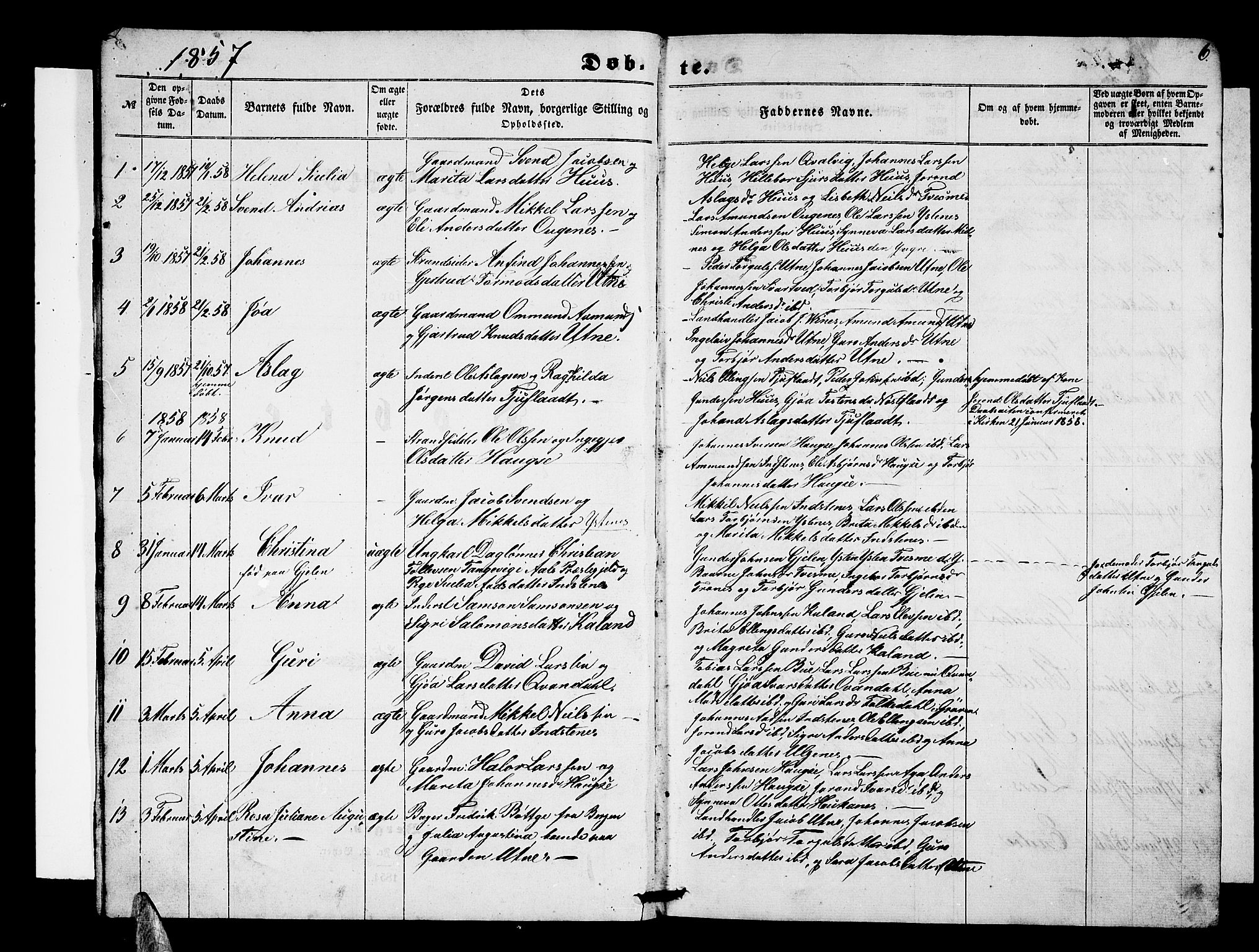 Ullensvang sokneprestembete, SAB/A-78701/H/Hab: Parish register (copy) no. E 6, 1857-1886, p. 6