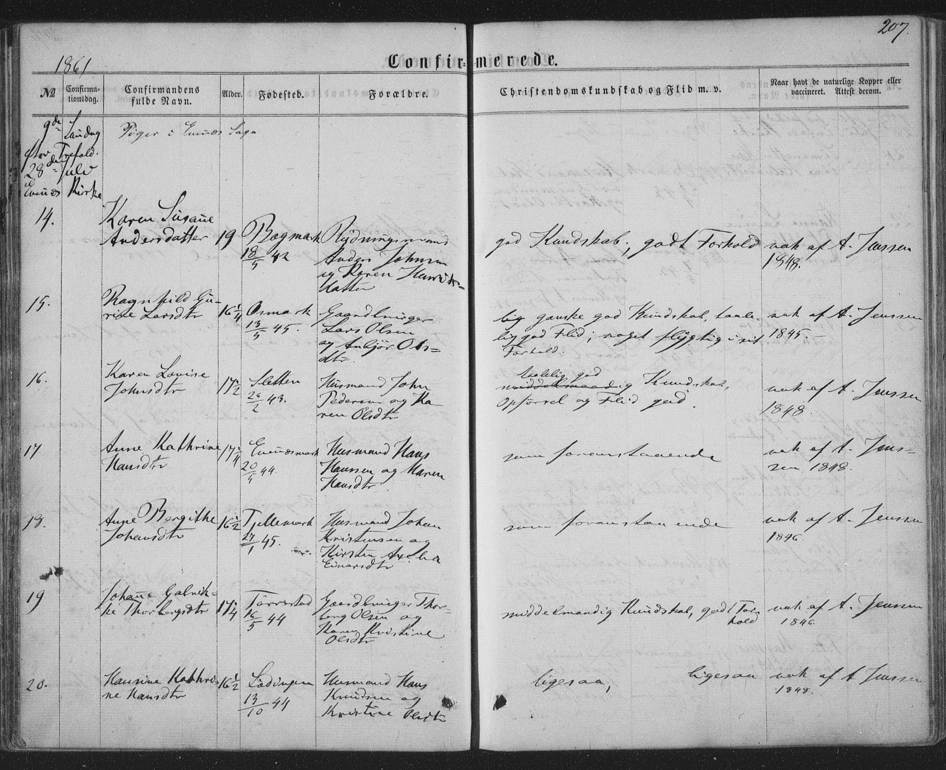 Ministerialprotokoller, klokkerbøker og fødselsregistre - Nordland, AV/SAT-A-1459/863/L0896: Parish register (official) no. 863A08, 1861-1871, p. 207