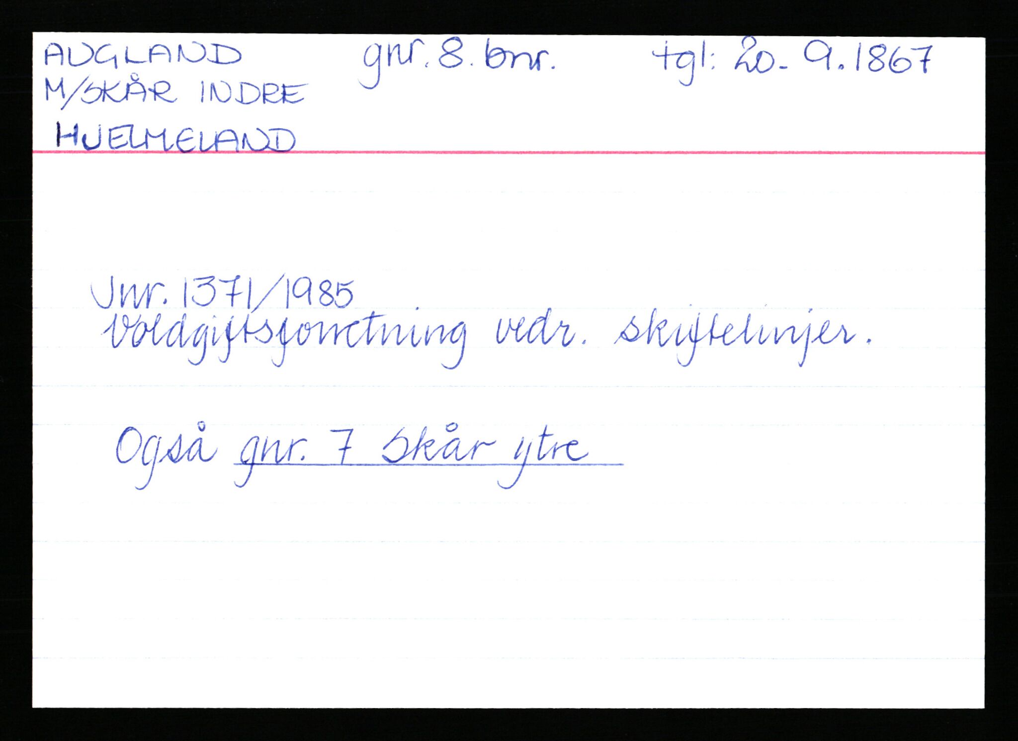 Statsarkivet i Stavanger, AV/SAST-A-101971/03/Y/Yk/L0001: Registerkort sortert etter gårdsnavn: Apeland - Auglend, 1750-1930, p. 530