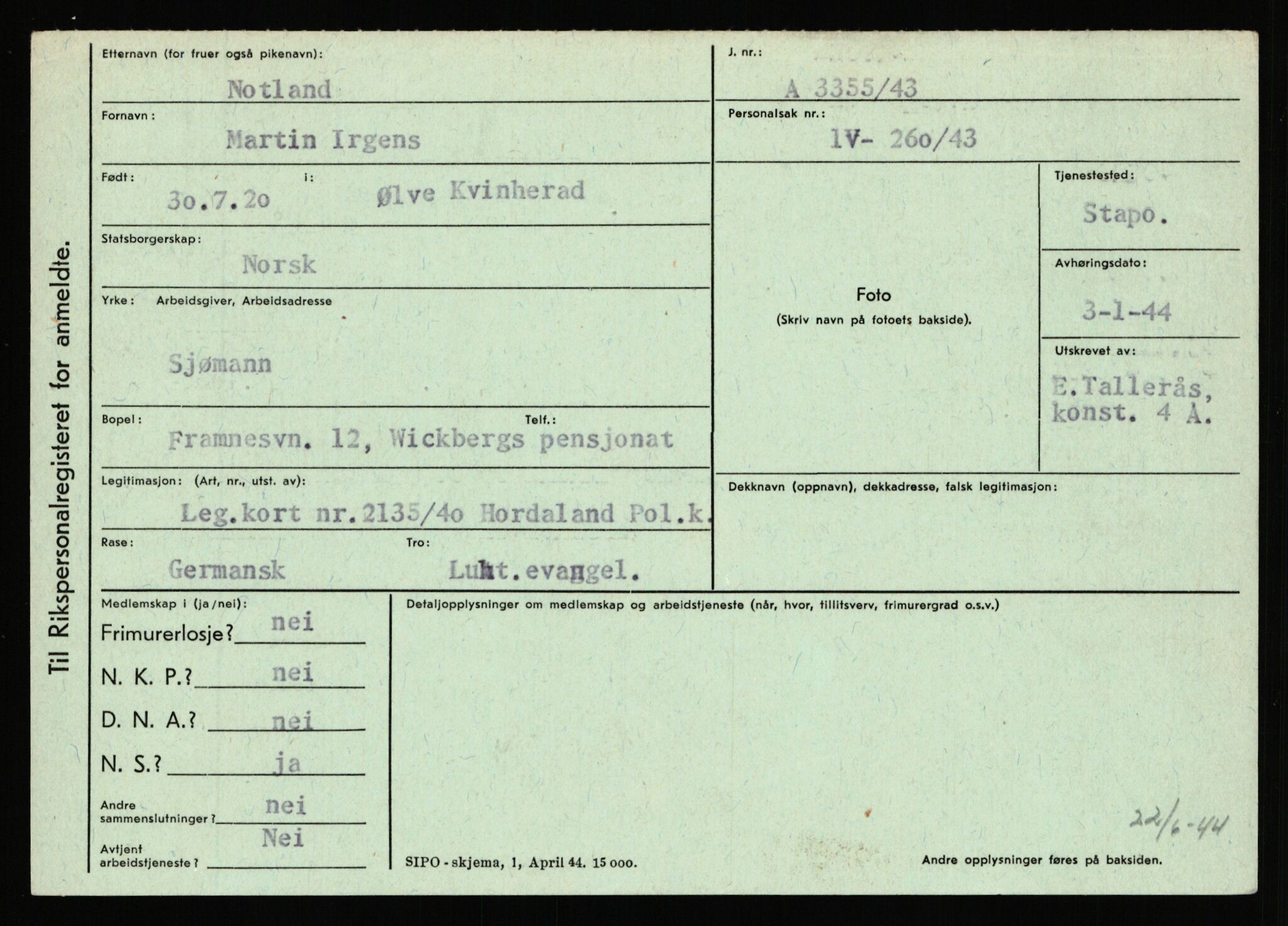 Statspolitiet - Hovedkontoret / Osloavdelingen, AV/RA-S-1329/C/Ca/L0011: Molberg - Nøstvold, 1943-1945, p. 4392