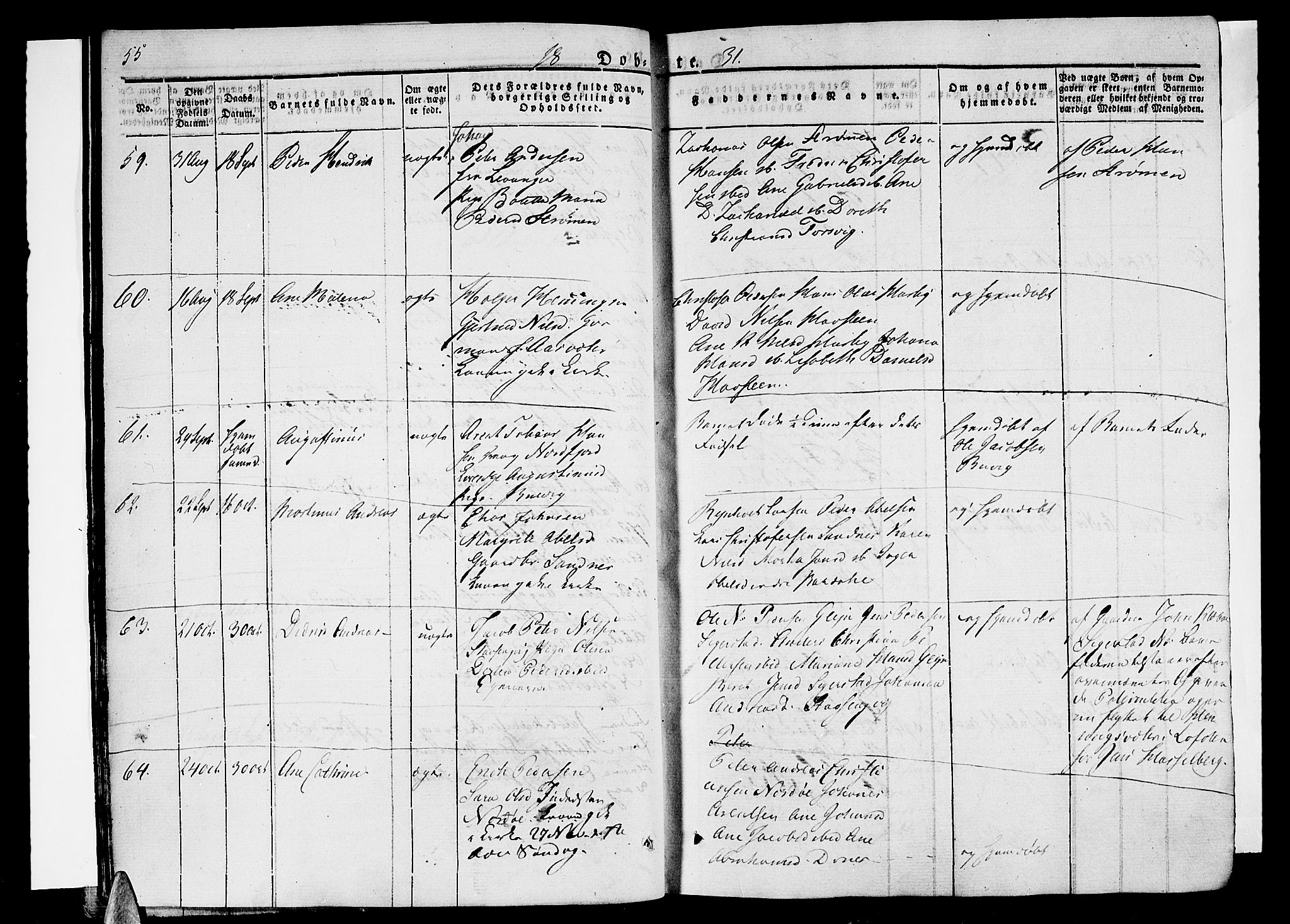 Ministerialprotokoller, klokkerbøker og fødselsregistre - Nordland, SAT/A-1459/838/L0548: Parish register (official) no. 838A06, 1829-1839, p. 55-56
