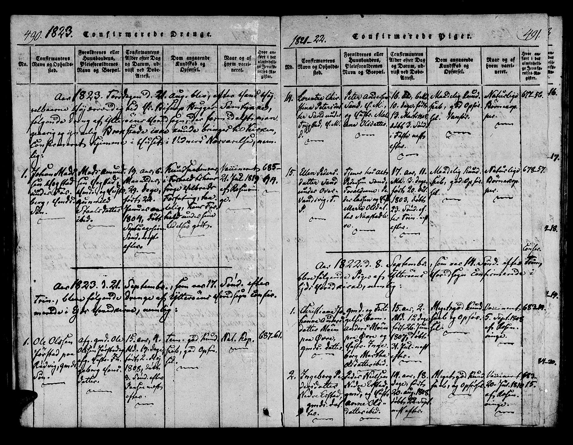 Ministerialprotokoller, klokkerbøker og fødselsregistre - Nord-Trøndelag, AV/SAT-A-1458/722/L0217: Parish register (official) no. 722A04, 1817-1842, p. 490-491