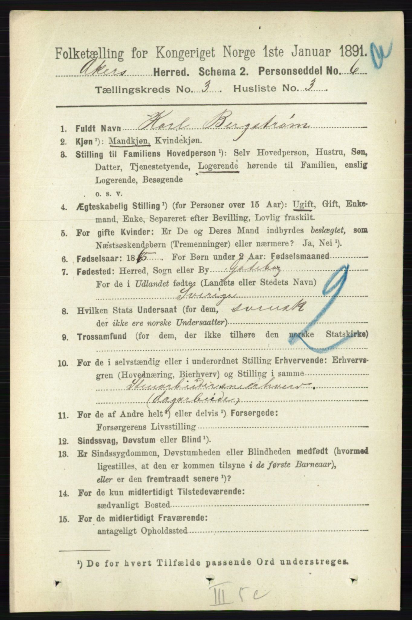 RA, 1891 census for 0218 Aker, 1891, p. 2940