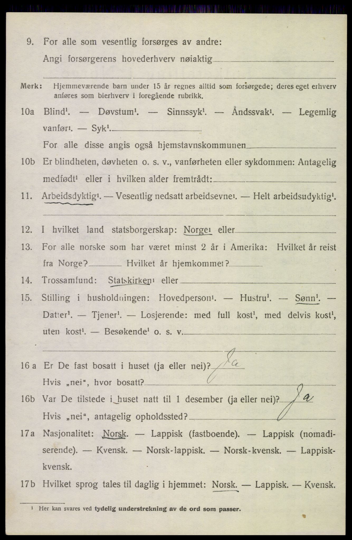 SAT, 1920 census for Saltdal, 1920, p. 4370