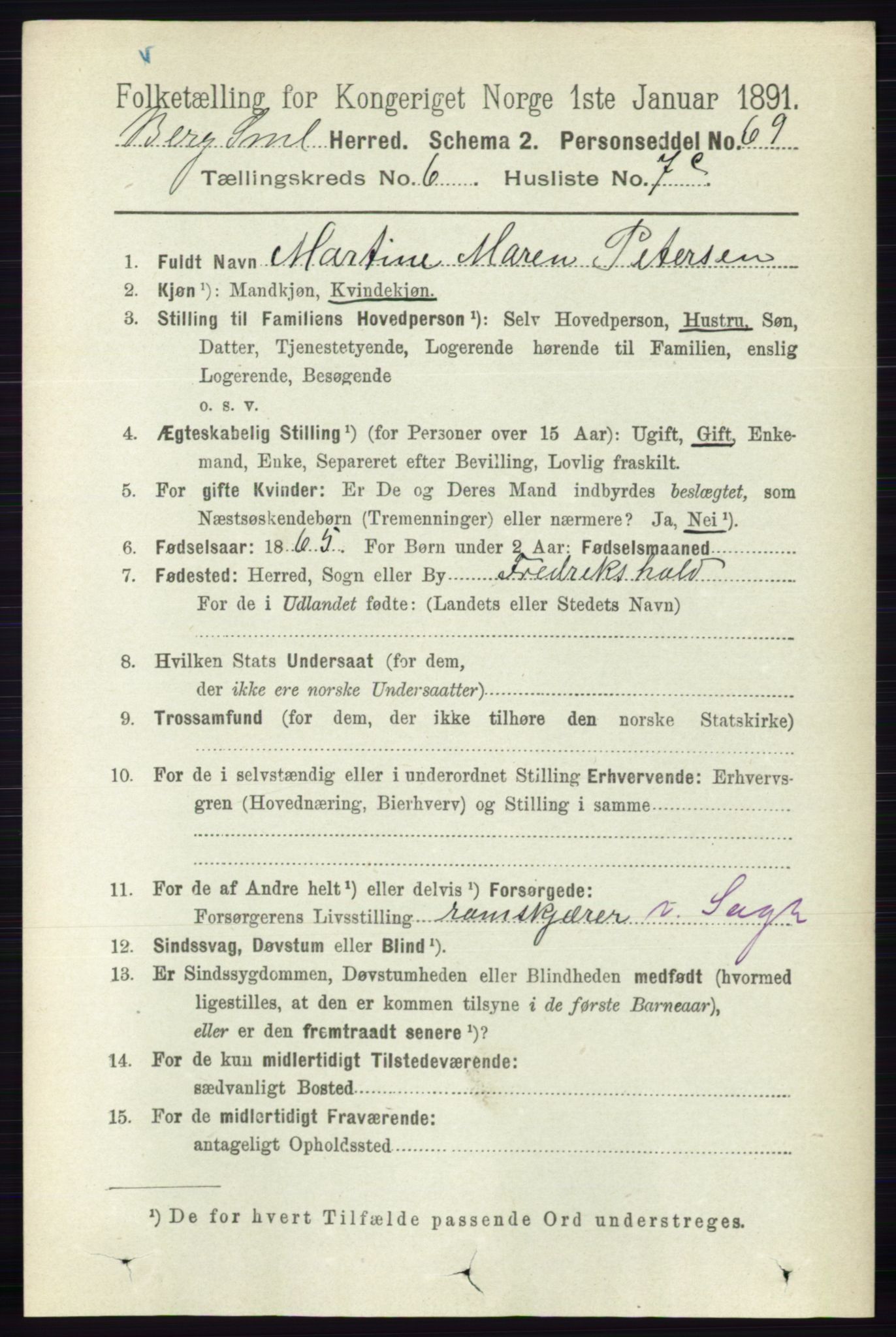 RA, 1891 census for 0116 Berg, 1891, p. 3940