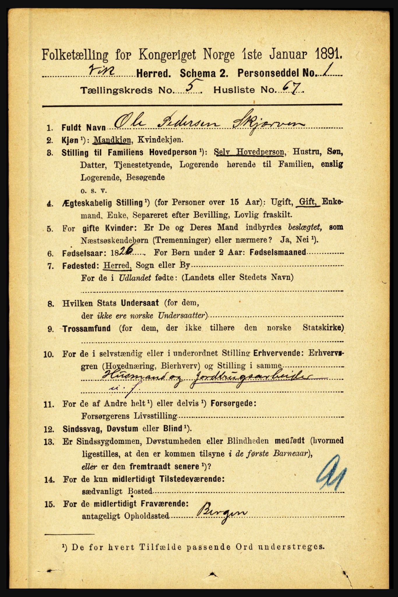 RA, 1891 census for 1417 Vik, 1891, p. 2744