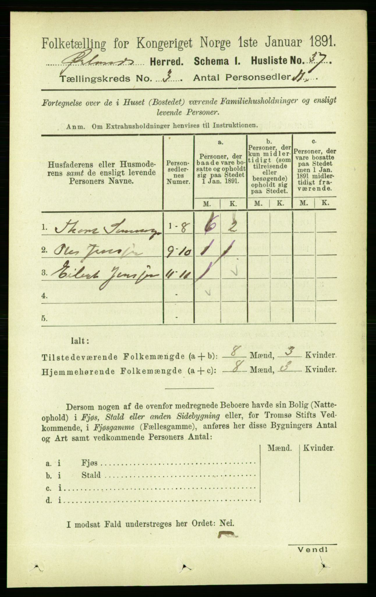 RA, 1891 census for 1621 Ørland, 1891, p. 961