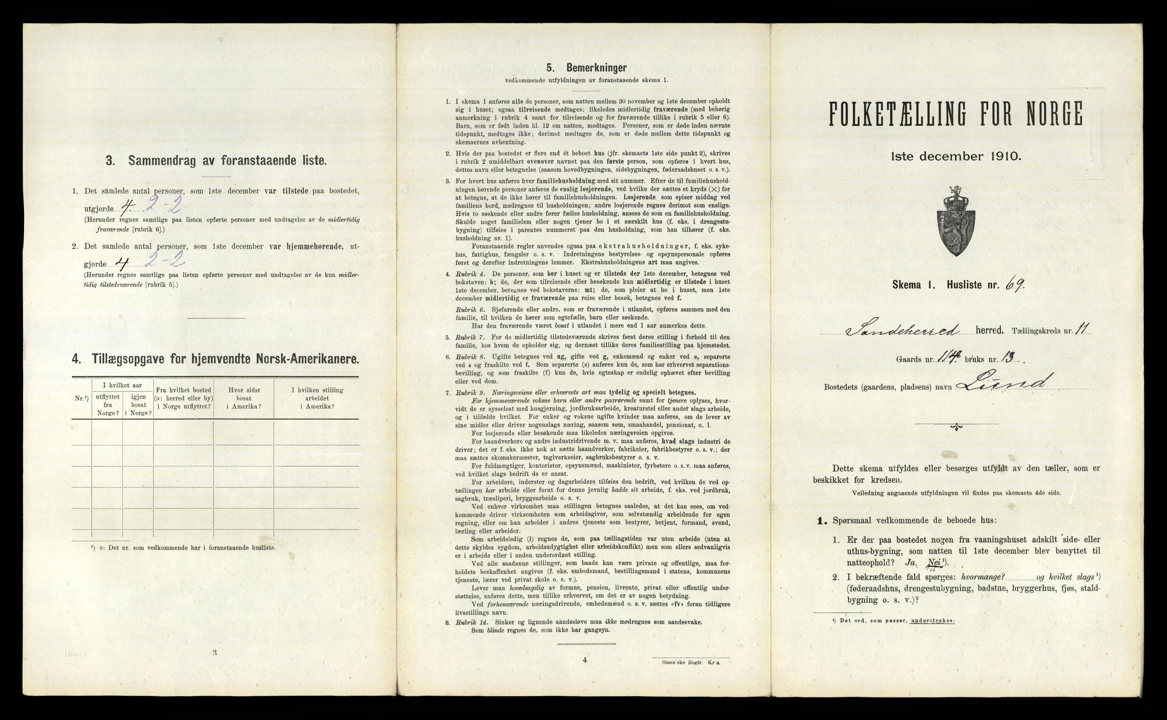 RA, 1910 census for Sandeherred, 1910, p. 2439