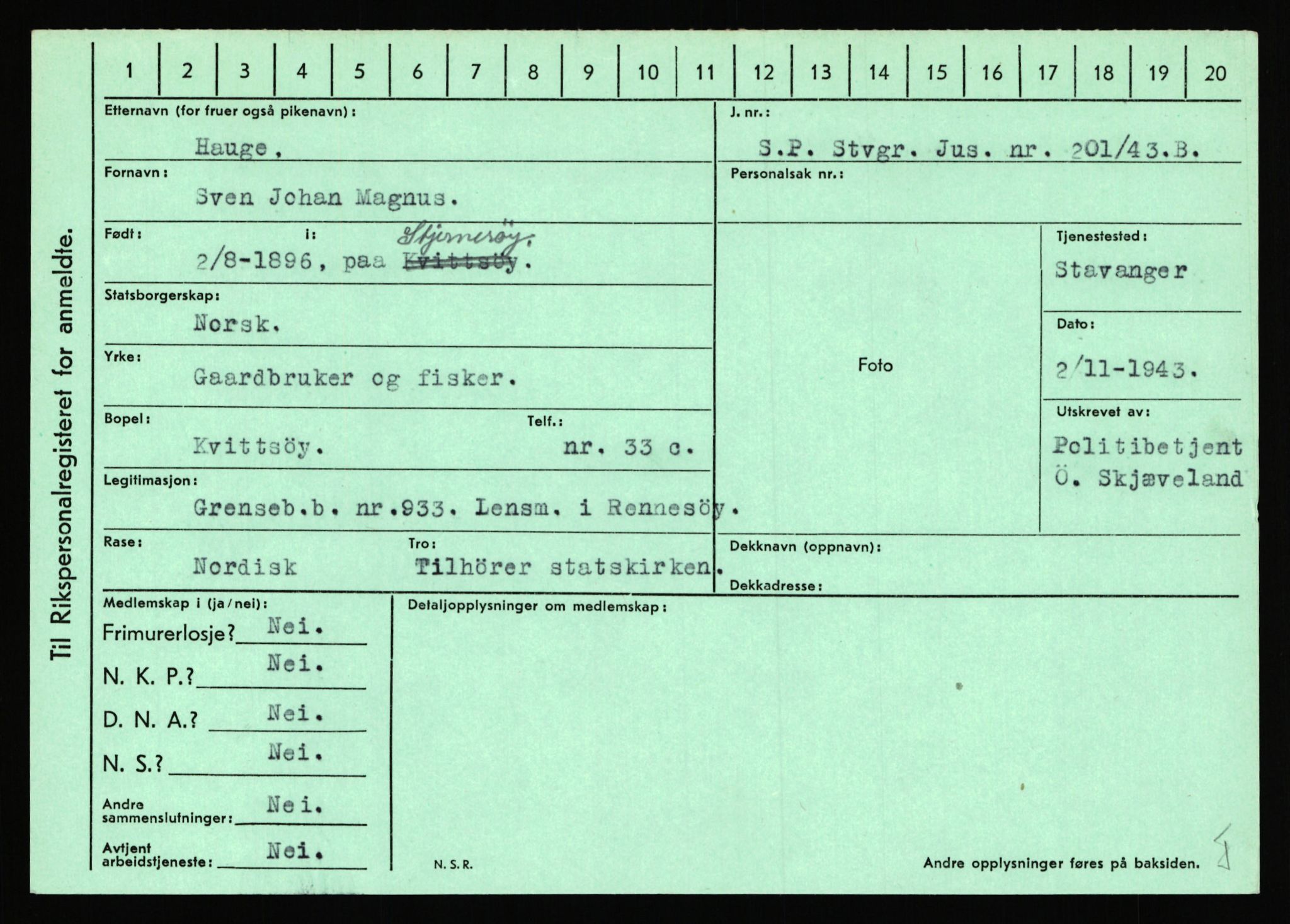 Statspolitiet - Hovedkontoret / Osloavdelingen, AV/RA-S-1329/C/Ca/L0006: Hanche - Hokstvedt, 1943-1945, p. 2307