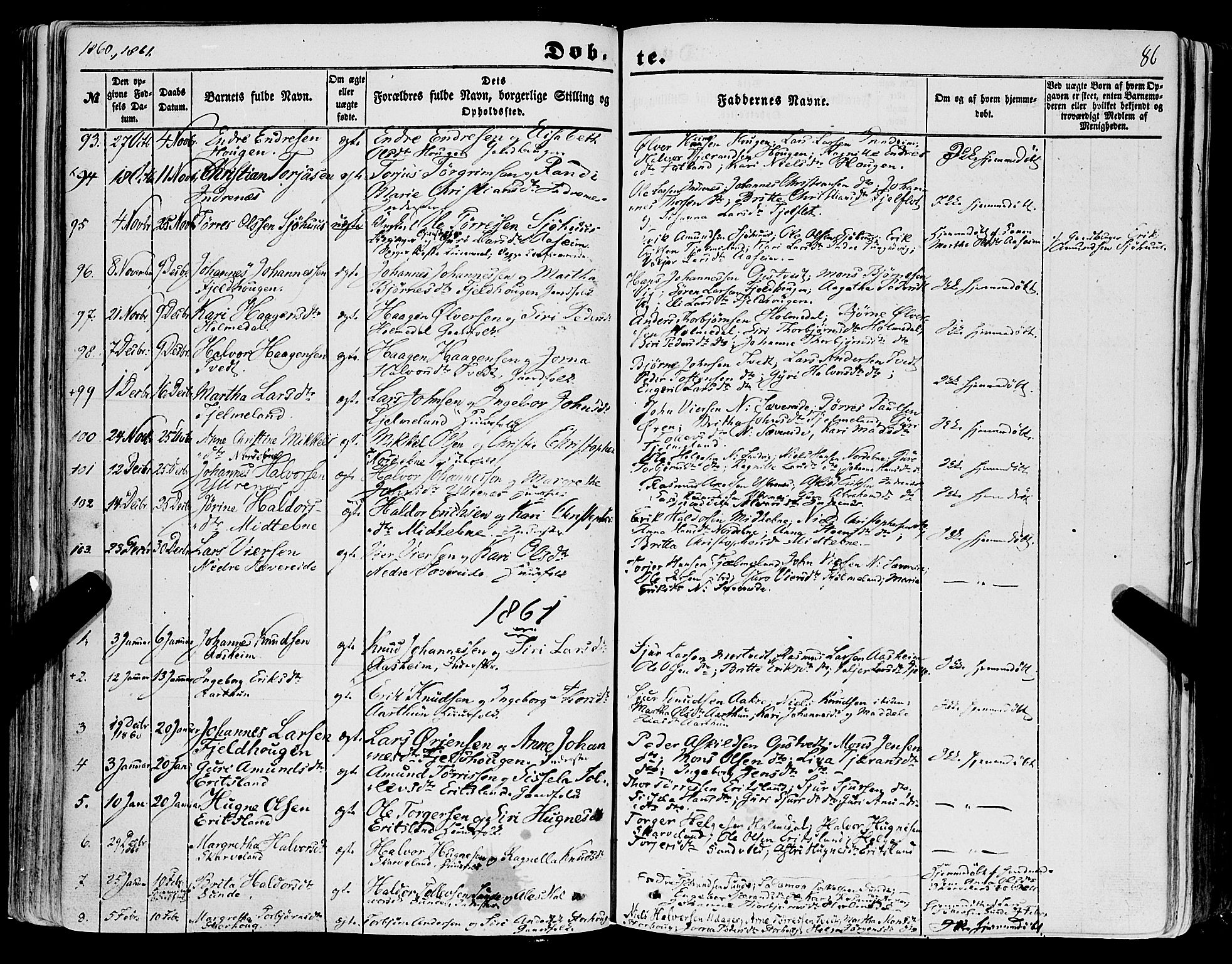 Skånevik sokneprestembete, SAB/A-77801/H/Haa: Parish register (official) no. A 5I, 1848-1869, p. 86