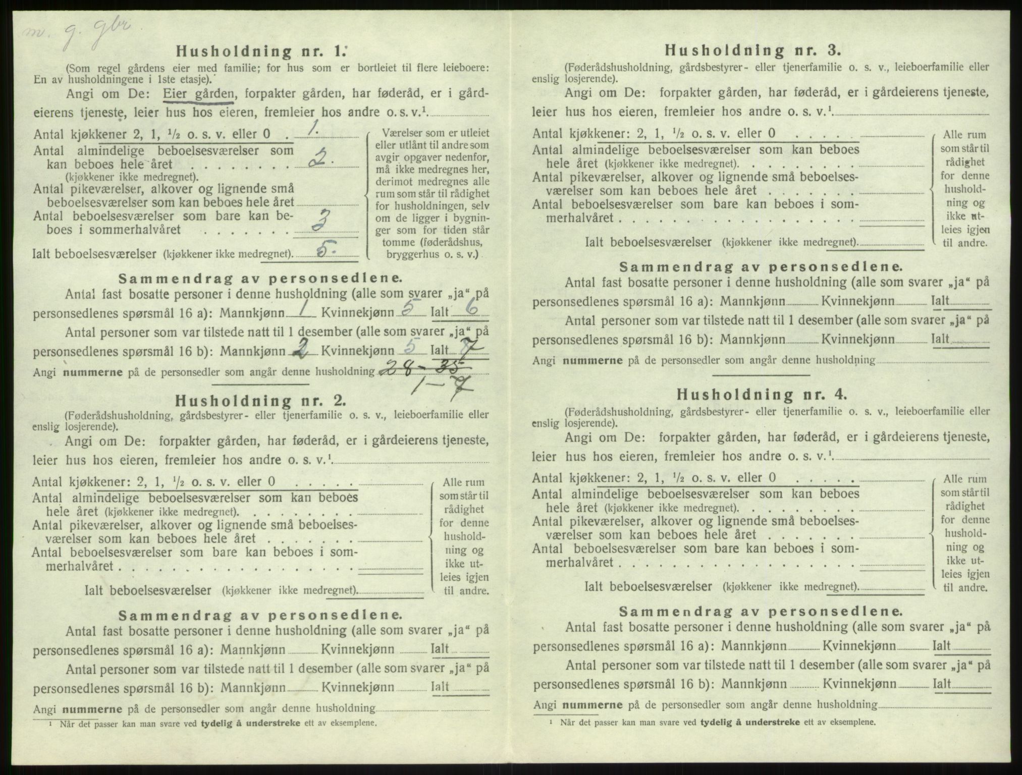 SAB, 1920 census for Solund, 1920, p. 488