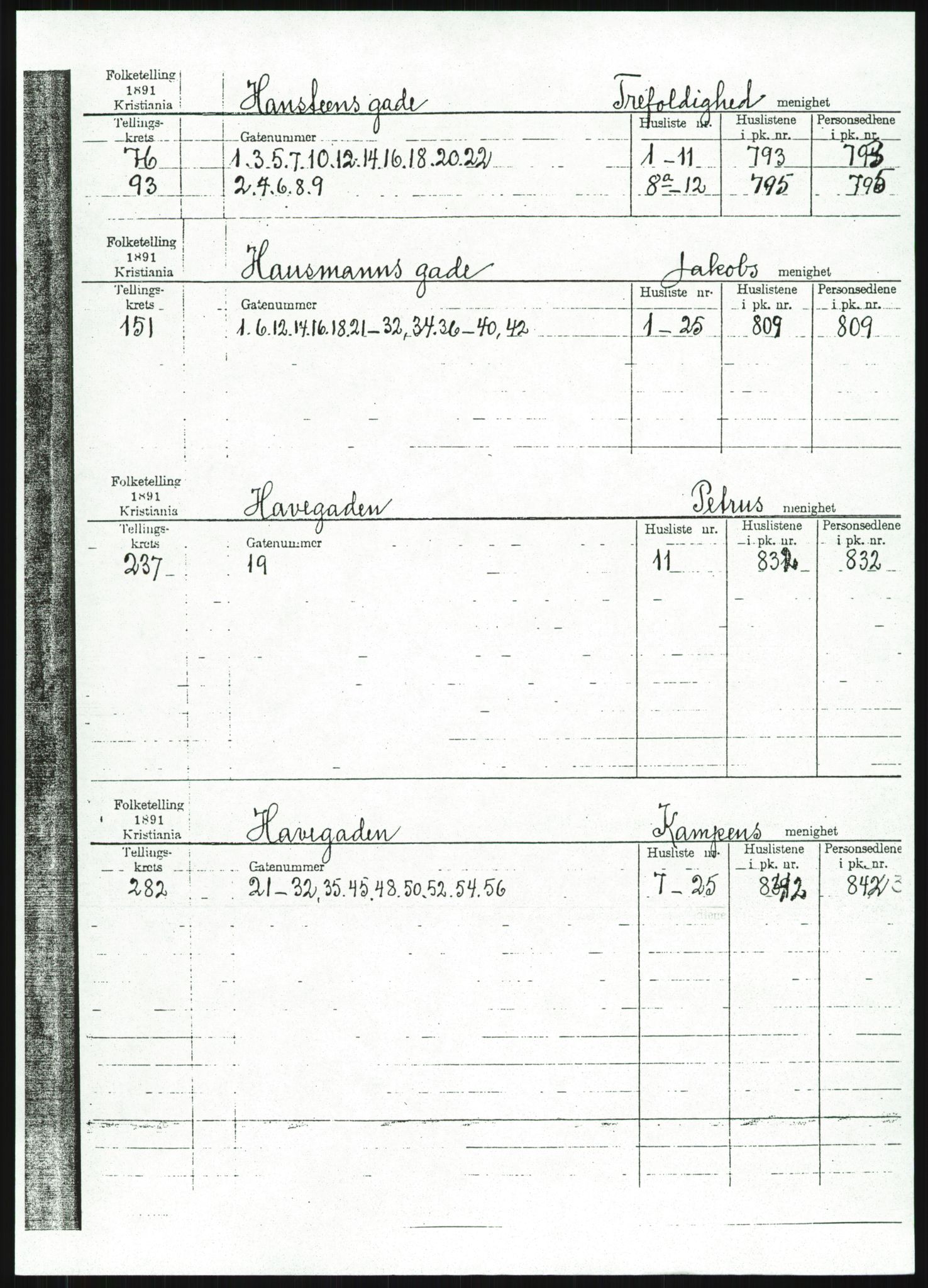 RA, 1891 census for 0301 Kristiania, 1891, p. 43