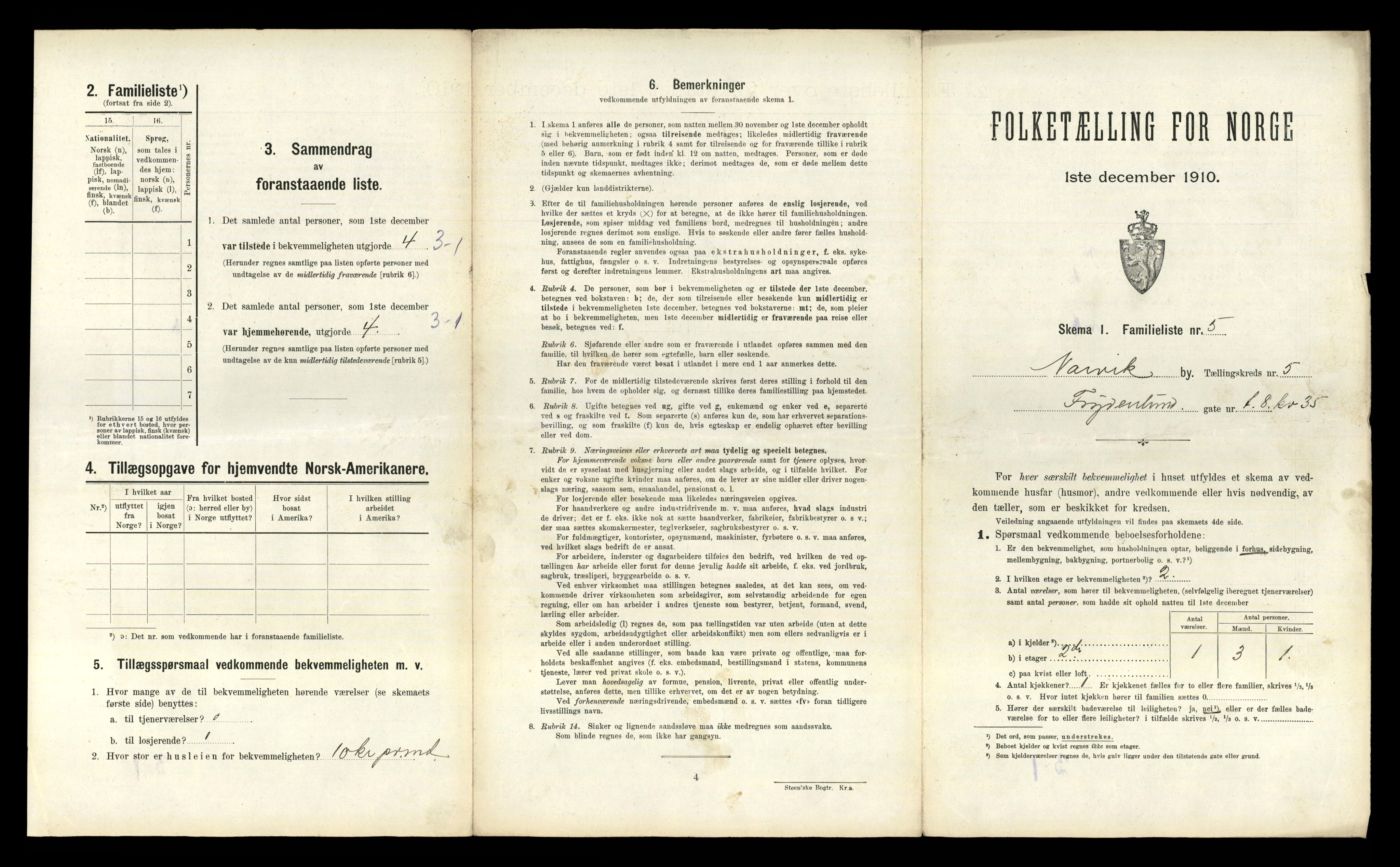 RA, 1910 census for Narvik, 1910, p. 1925