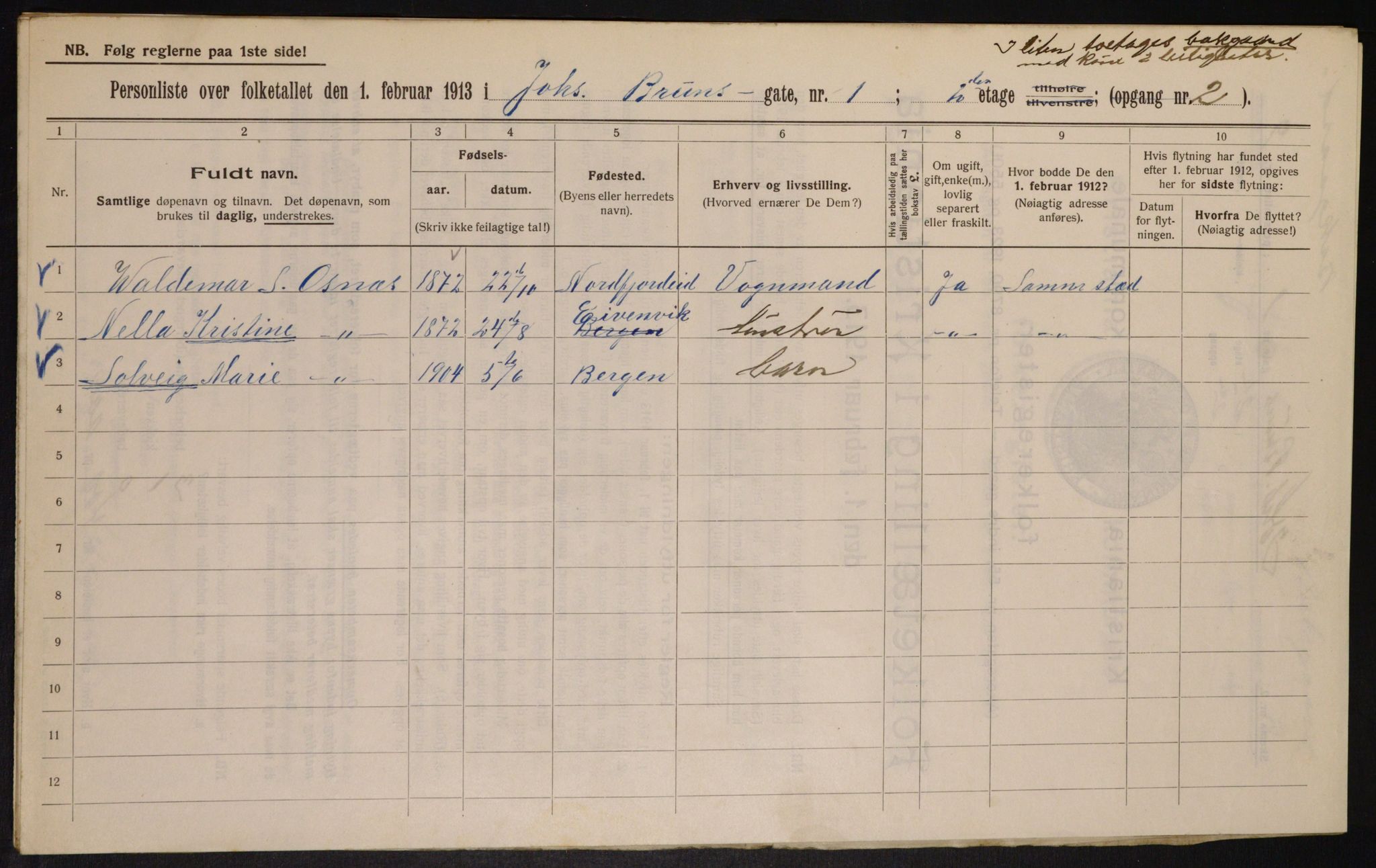 OBA, Municipal Census 1913 for Kristiania, 1913, p. 46775