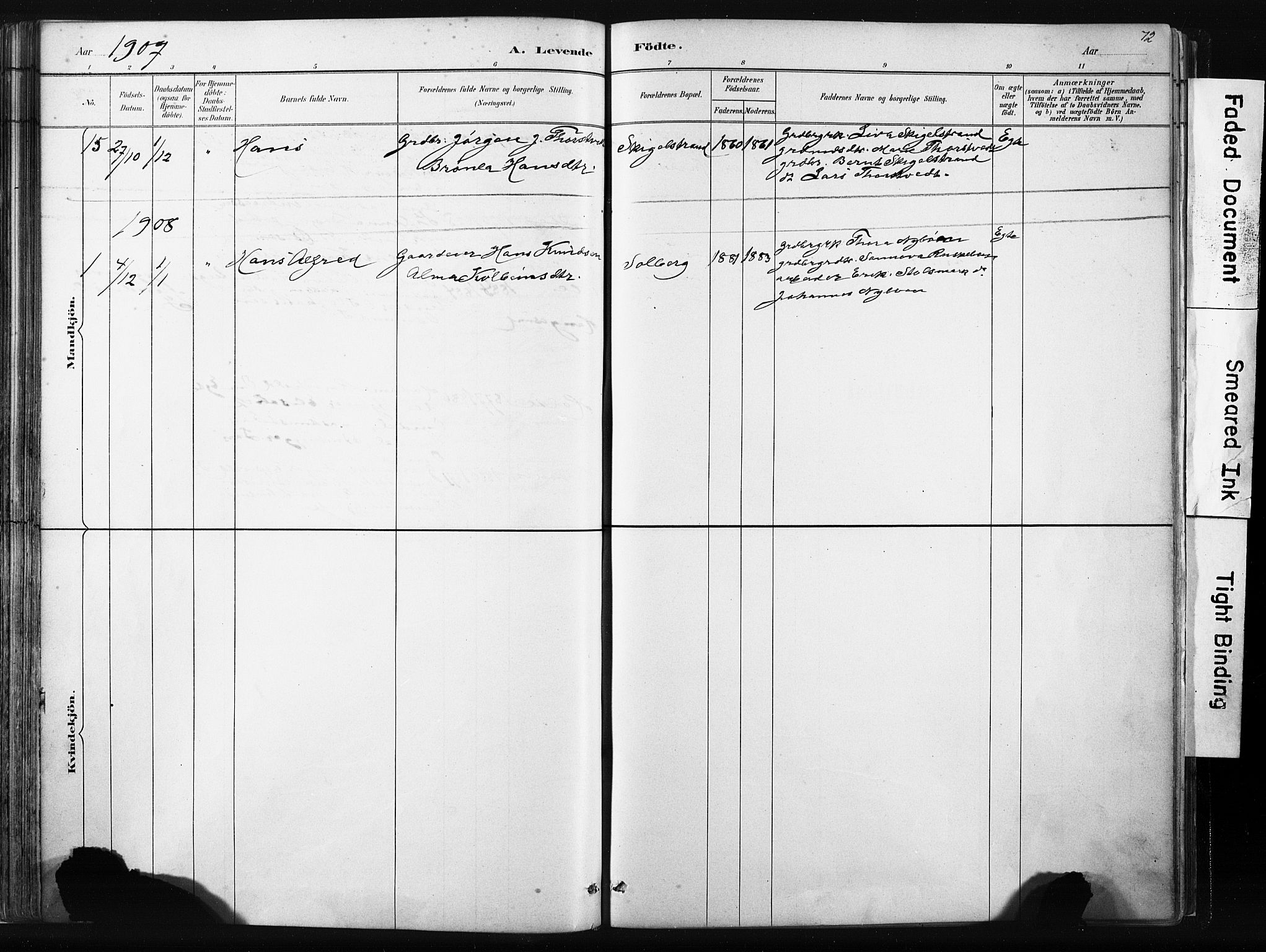 Vikedal sokneprestkontor, AV/SAST-A-101840/01/IV: Parish register (official) no. A 10, 1884-1907, p. 72