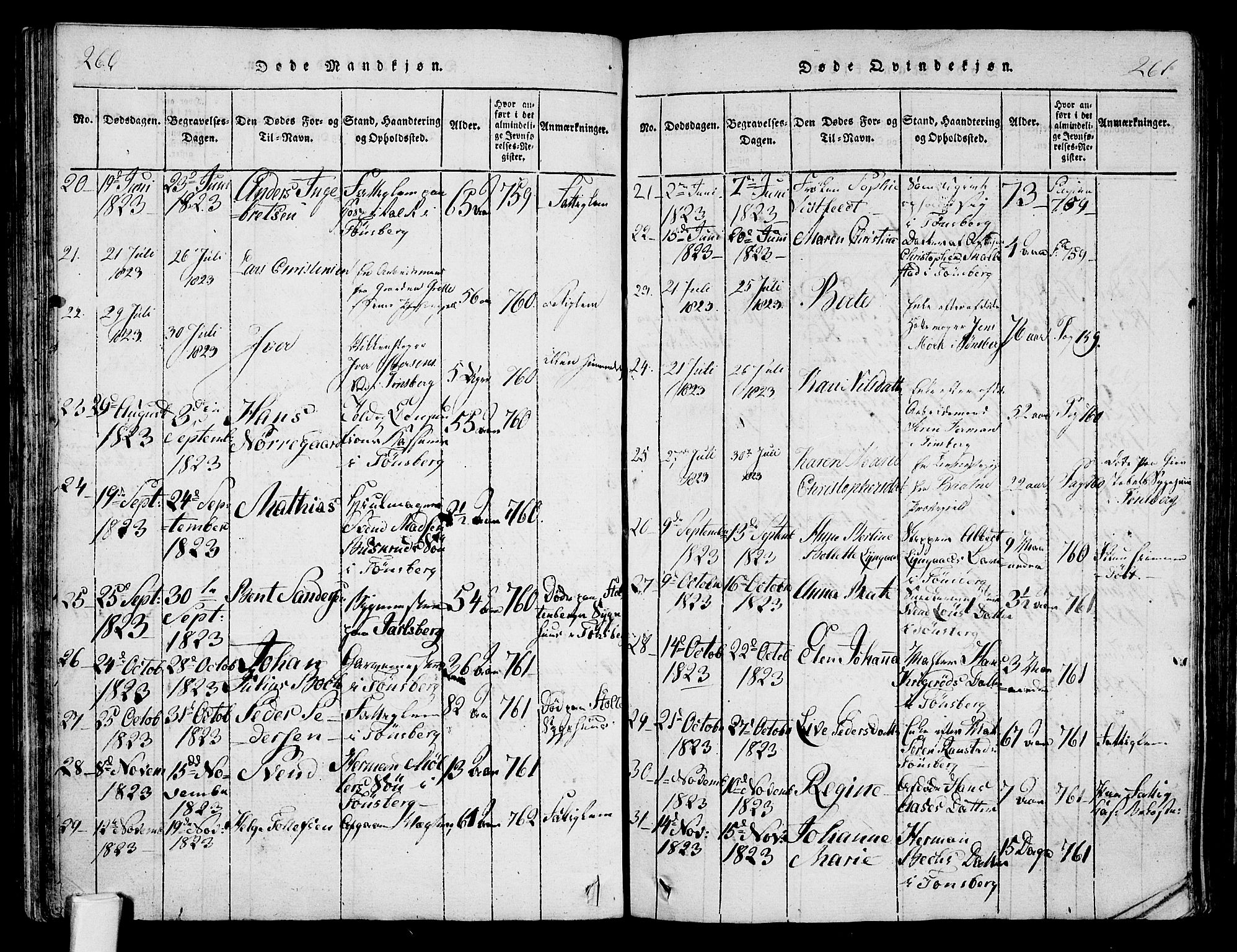 Tønsberg kirkebøker, AV/SAKO-A-330/F/Fa/L0004: Parish register (official) no. I 4, 1813-1826, p. 260-261