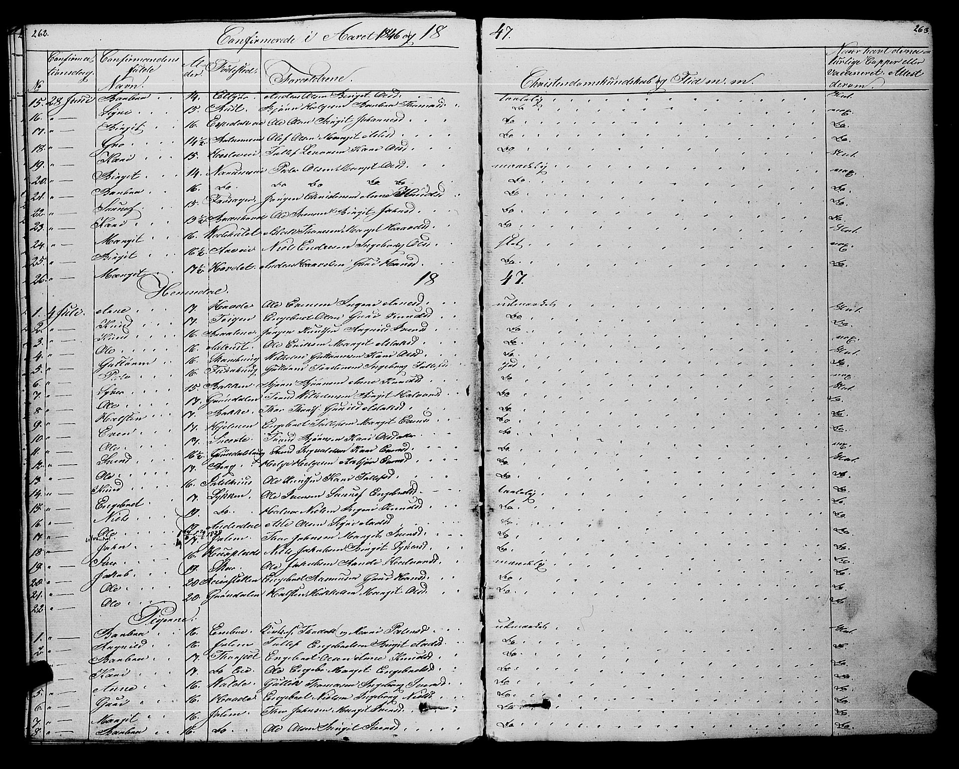 Gol kirkebøker, AV/SAKO-A-226/F/Fa/L0002: Parish register (official) no. I 2, 1837-1863, p. 262-263