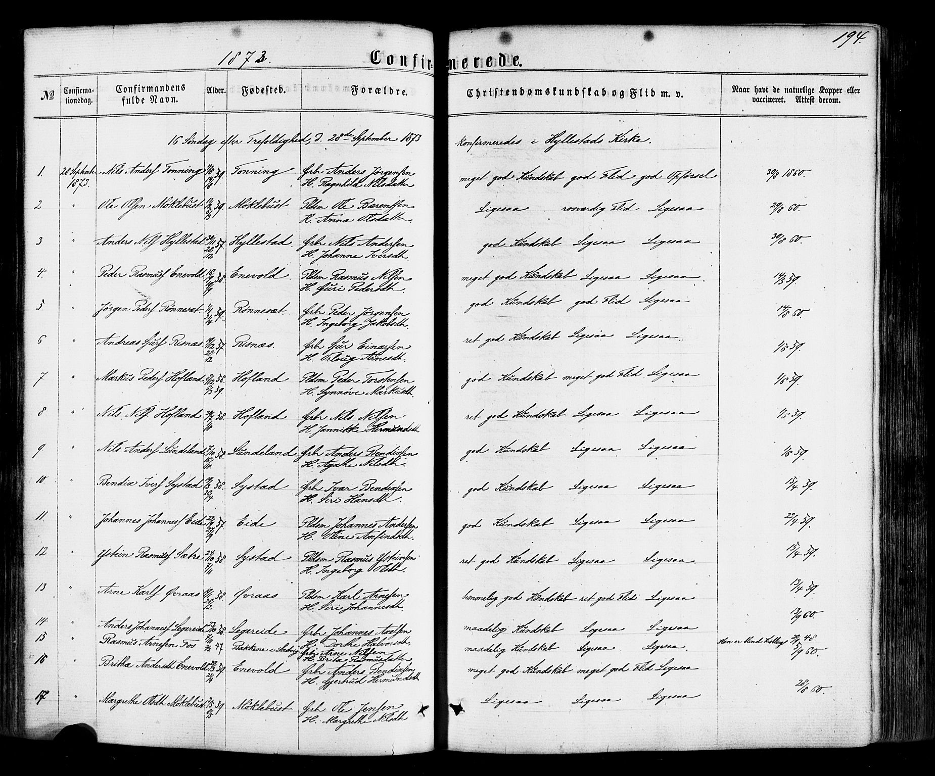 Hyllestad sokneprestembete, AV/SAB-A-80401: Parish register (official) no. A 1, 1861-1886, p. 194