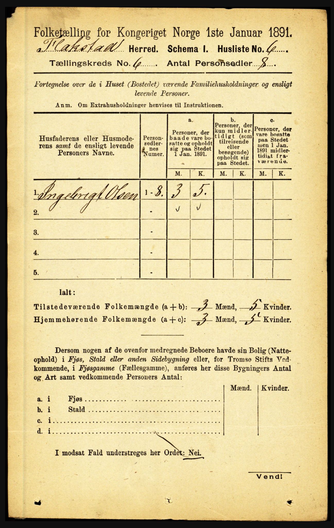 RA, 1891 census for 1859 Flakstad, 1891, p. 2933