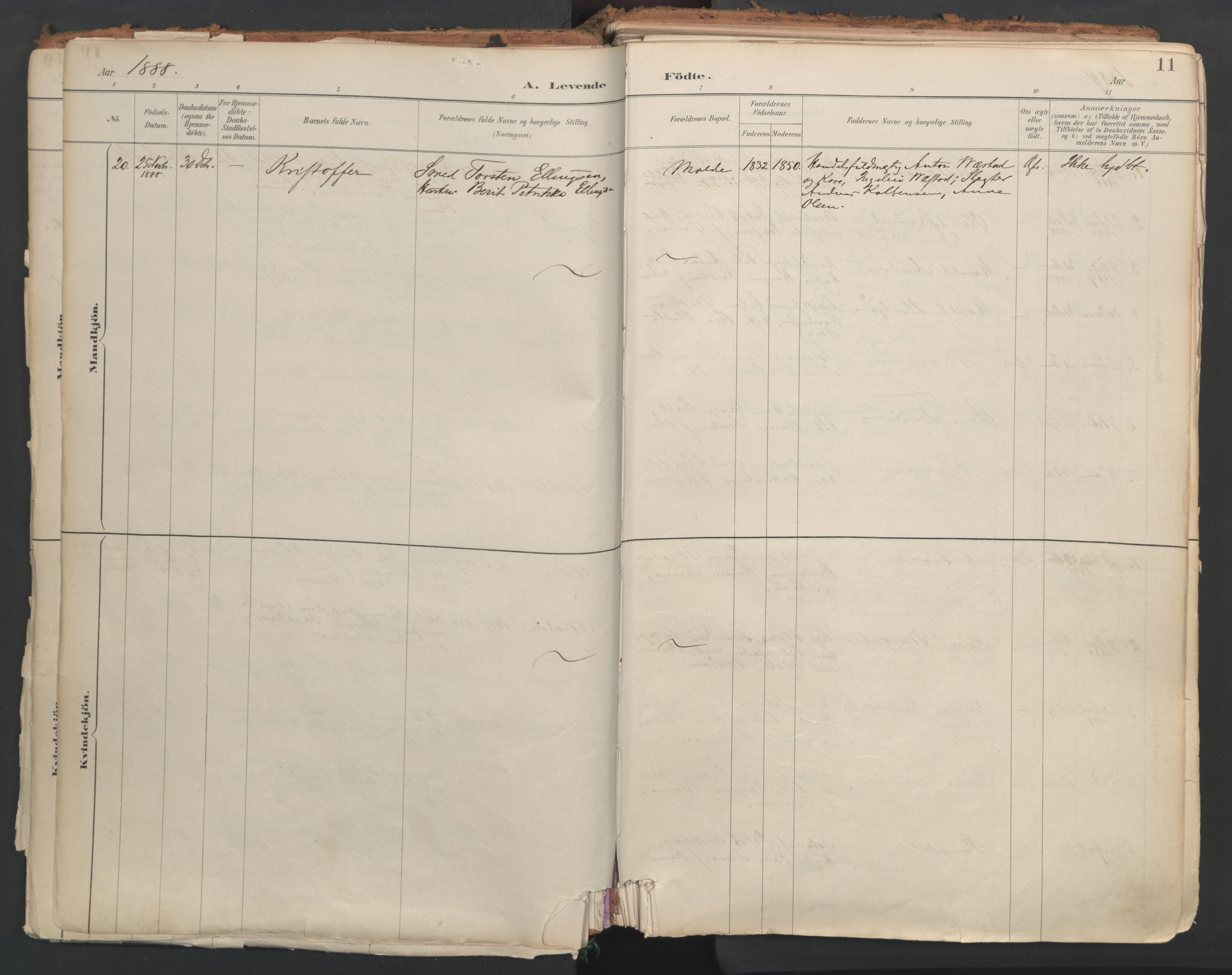 Ministerialprotokoller, klokkerbøker og fødselsregistre - Møre og Romsdal, AV/SAT-A-1454/558/L0692: Parish register (official) no. 558A06, 1887-1971, p. 11