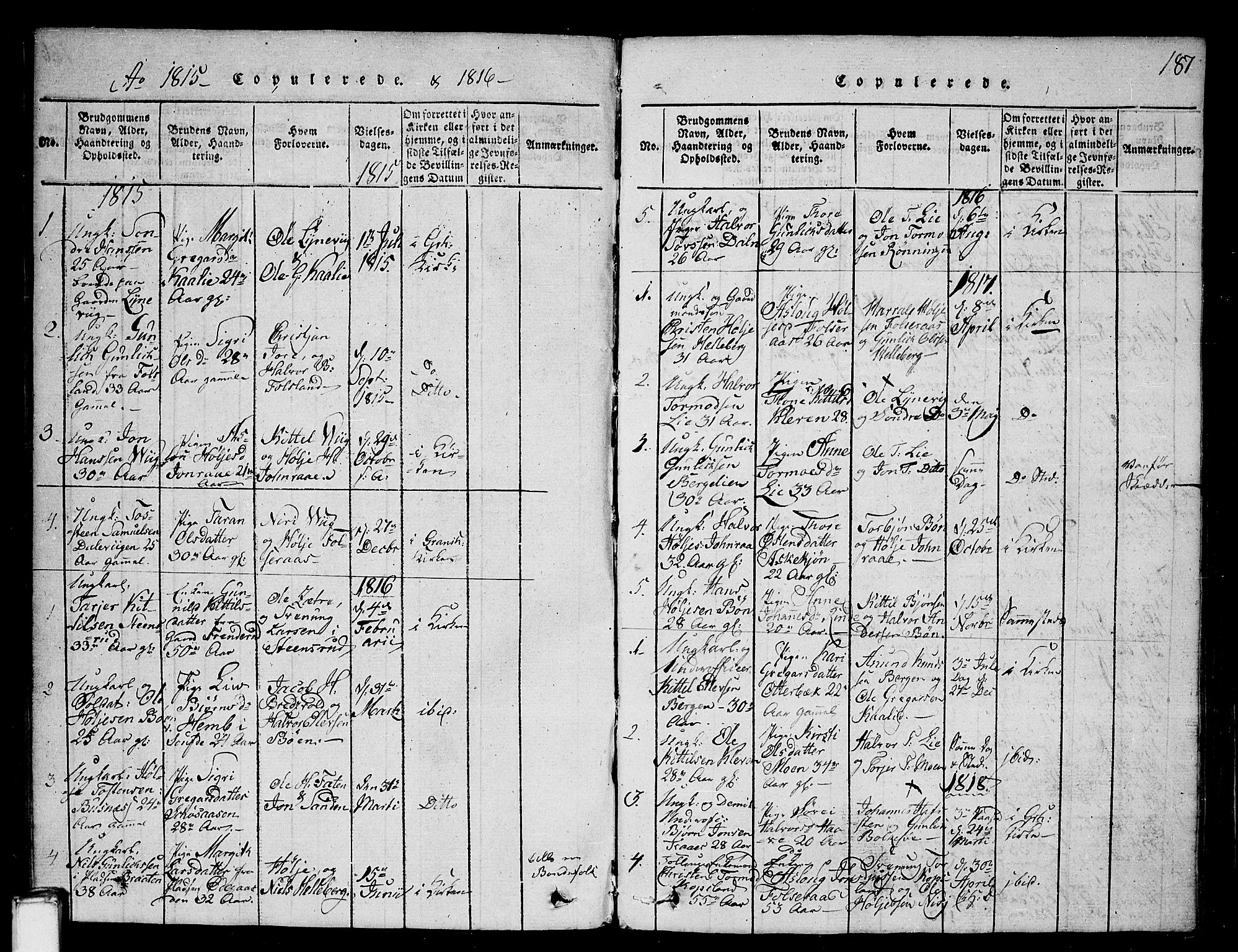 Gransherad kirkebøker, SAKO/A-267/G/Ga/L0001: Parish register (copy) no. I 1, 1815-1842, p. 187