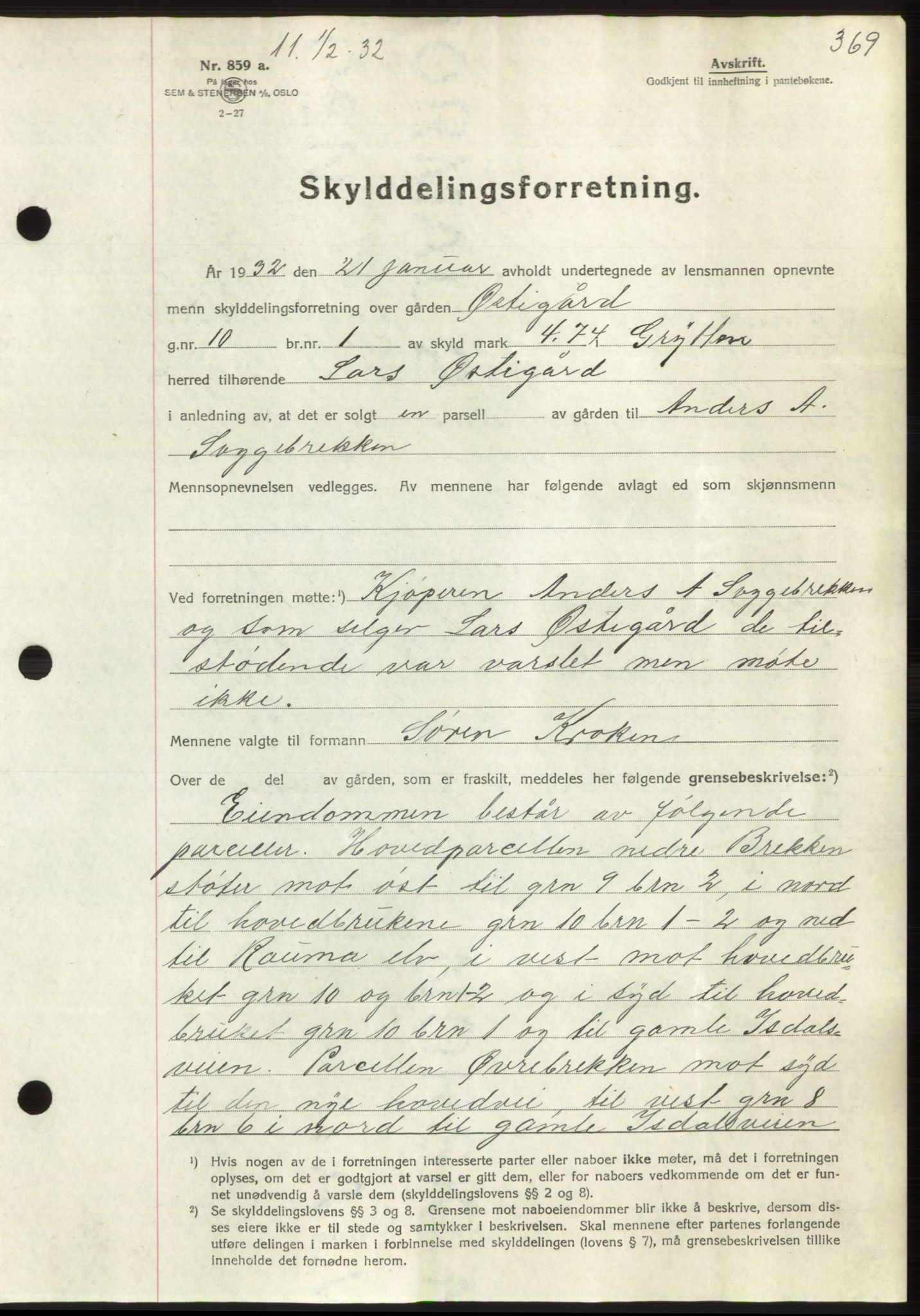 Romsdal sorenskriveri, AV/SAT-A-4149/1/2/2C/L0060: Mortgage book no. 54, 1931-1932, Deed date: 01.02.1932