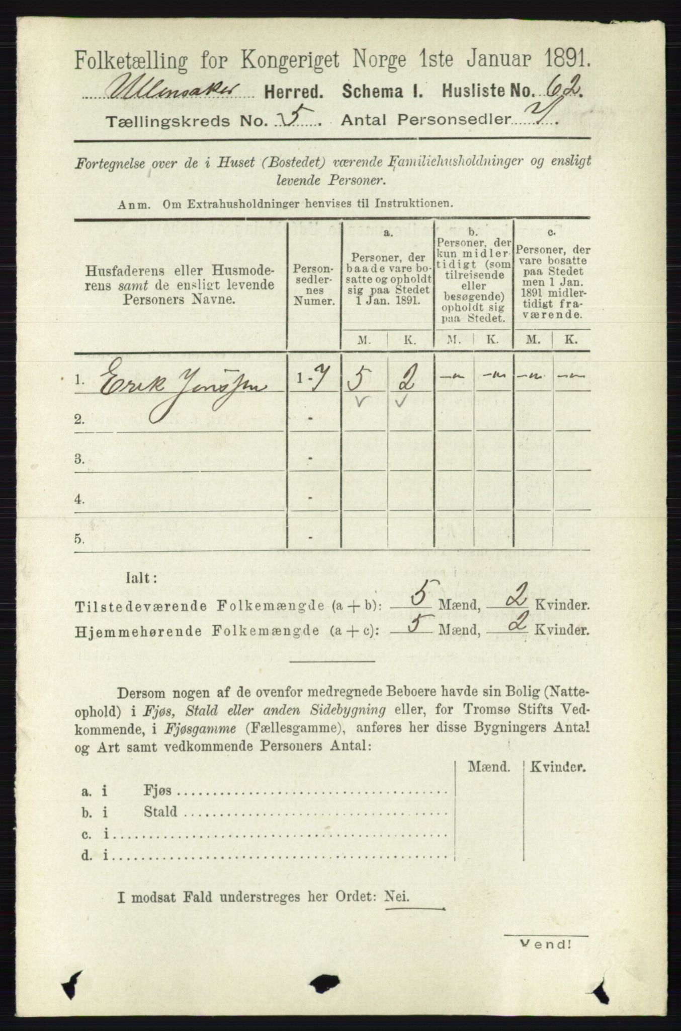 RA, 1891 census for 0235 Ullensaker, 1891, p. 2090