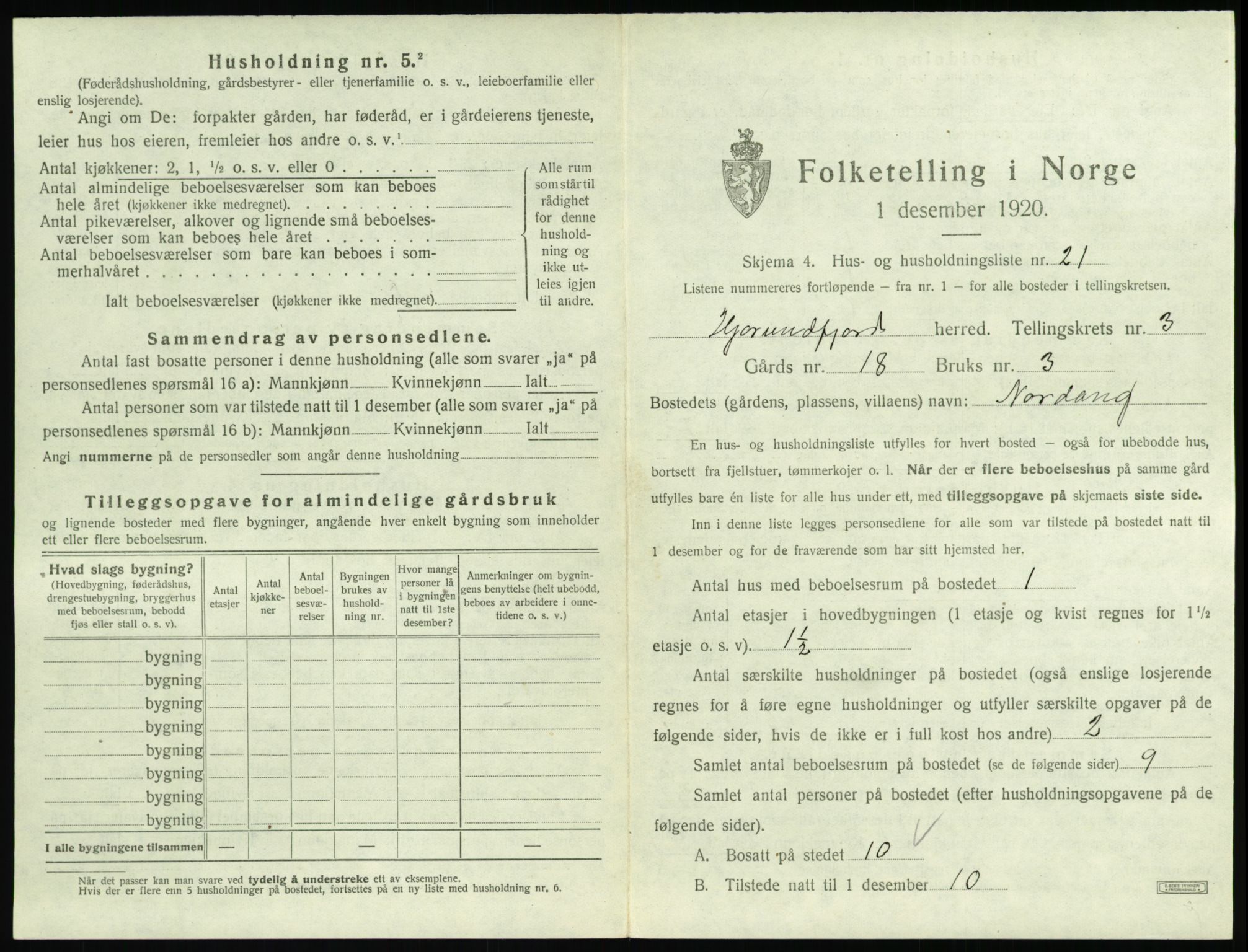 SAT, 1920 census for Hjørundfjord, 1920, p. 165