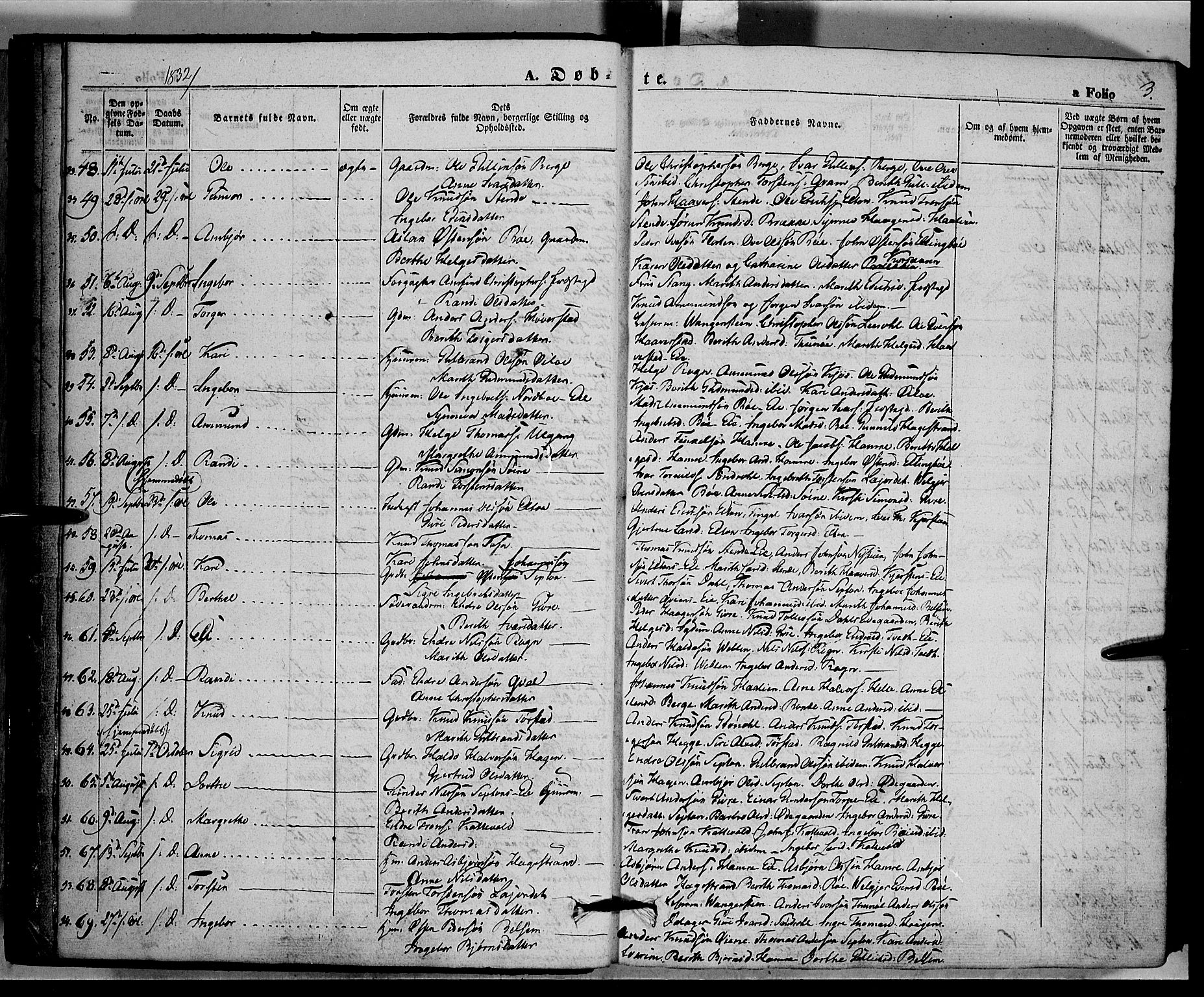Vang prestekontor, Valdres, SAH/PREST-140/H/Ha/L0005: Parish register (official) no. 5, 1831-1845, p. 3