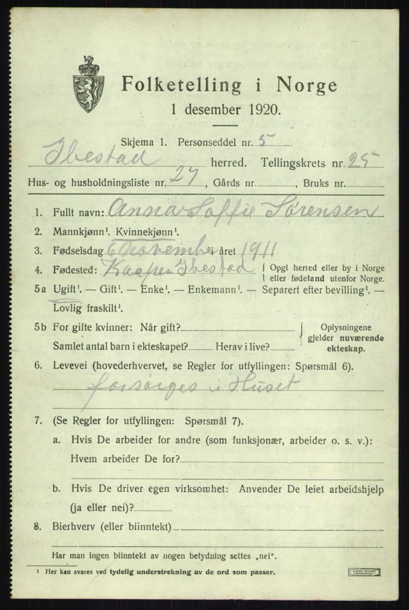 SATØ, 1920 census for Ibestad, 1920, p. 13643