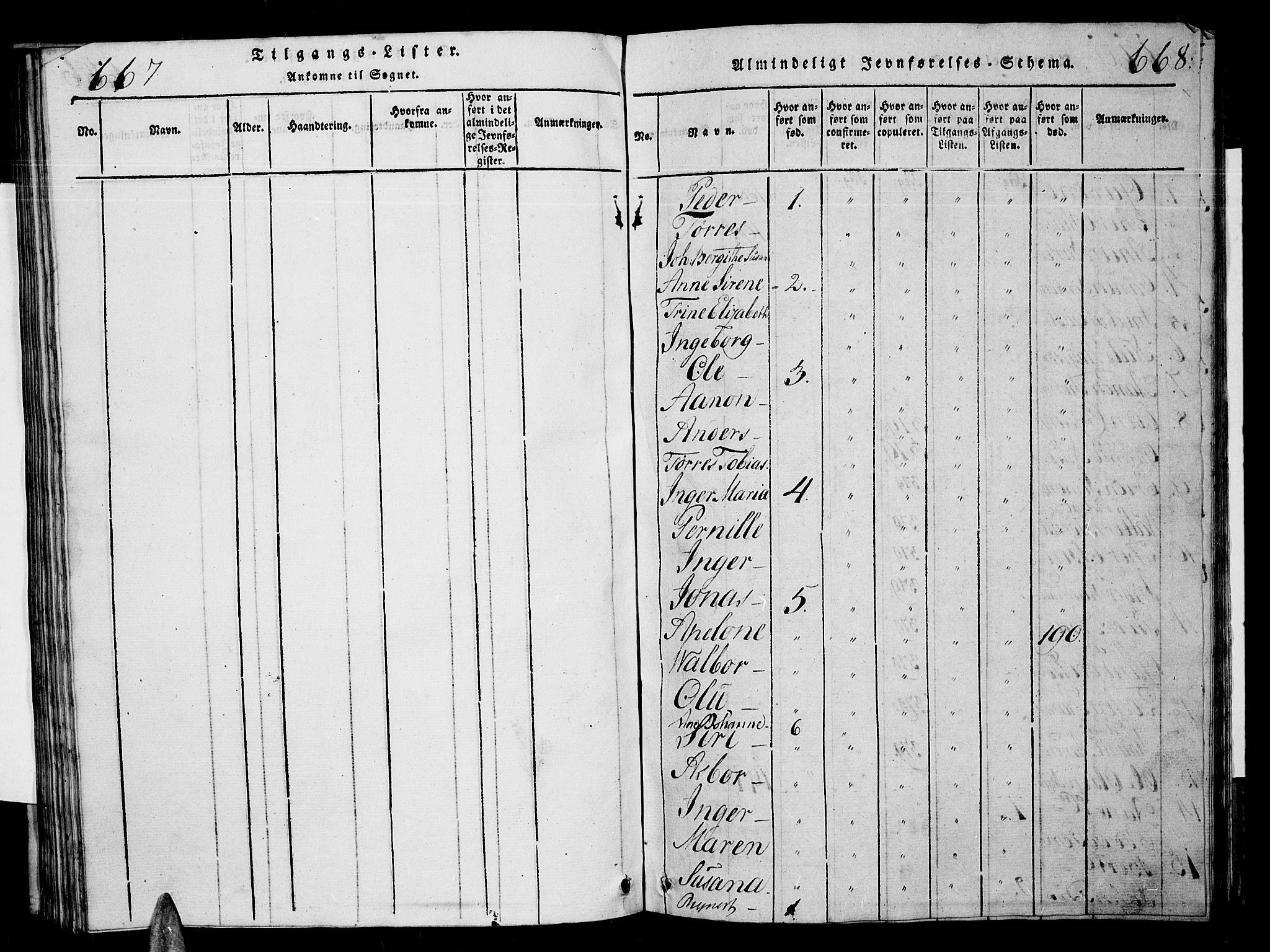 Sør-Audnedal sokneprestkontor, SAK/1111-0039/F/Fb/Fbb/L0001: Parish register (copy) no. B 1, 1815-1827, p. 667-668
