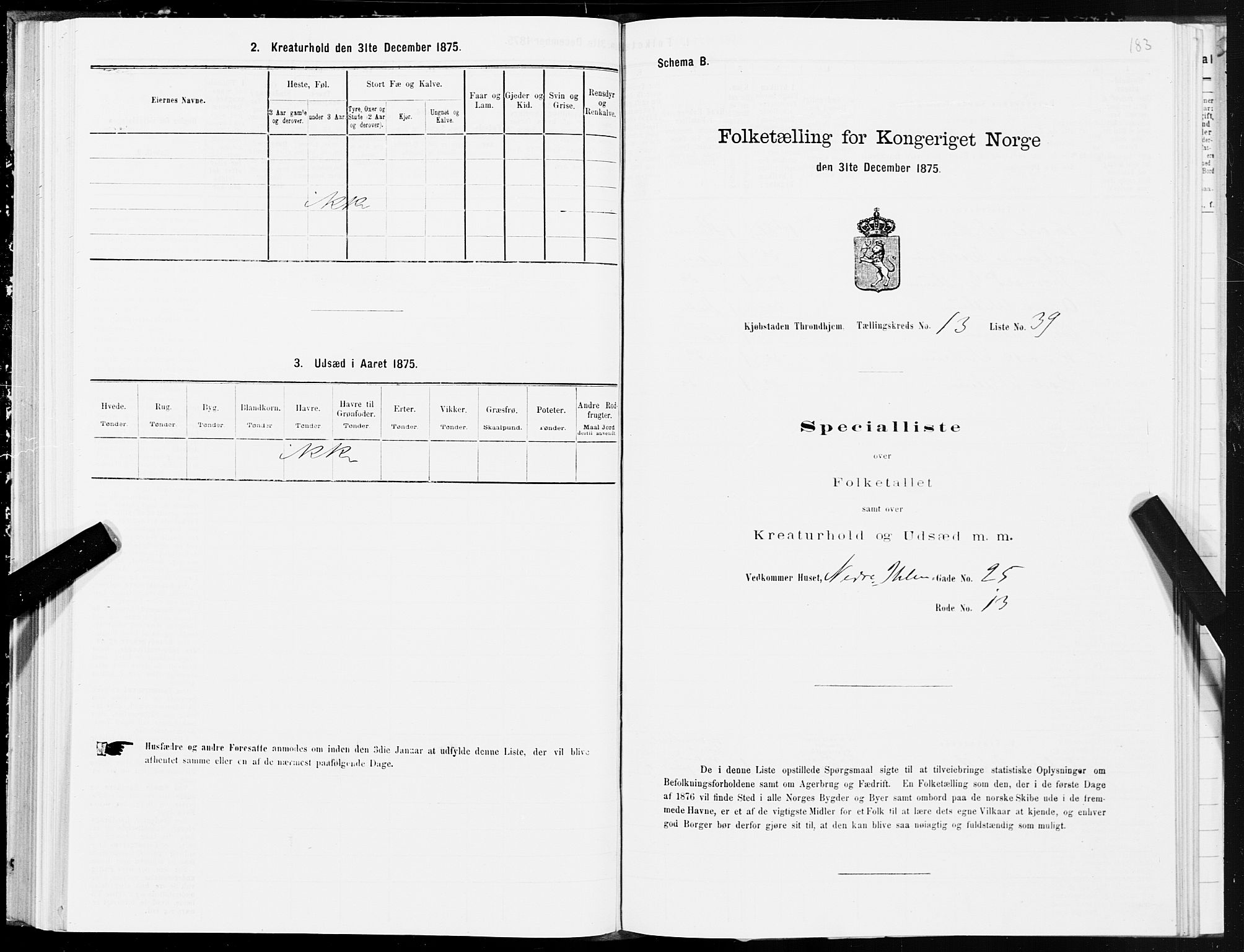 SAT, 1875 census for 1601 Trondheim, 1875, p. 7183