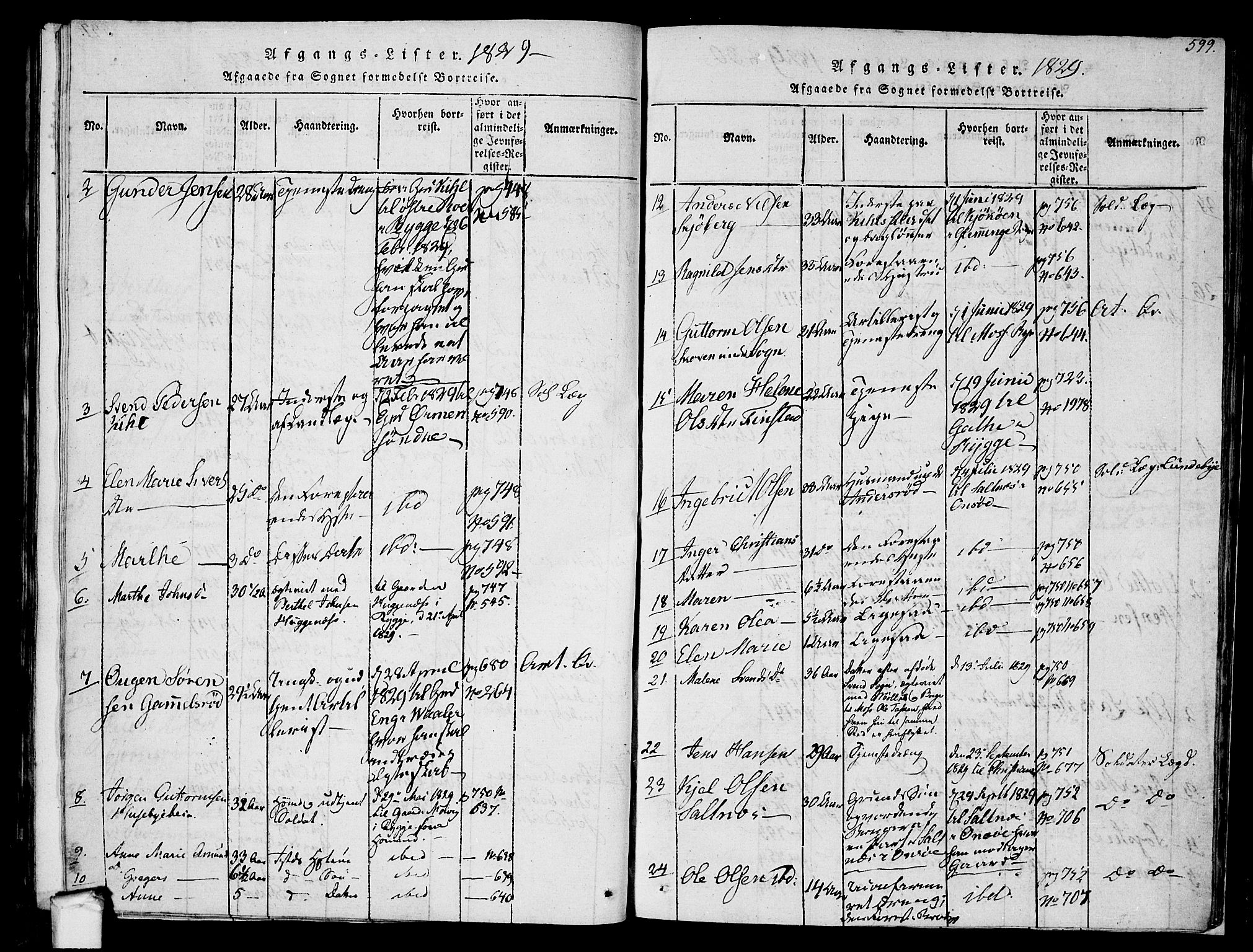 Råde prestekontor kirkebøker, AV/SAO-A-2009/F/Fa/L0004: Parish register (official) no. 4, 1814-1830, p. 598-599